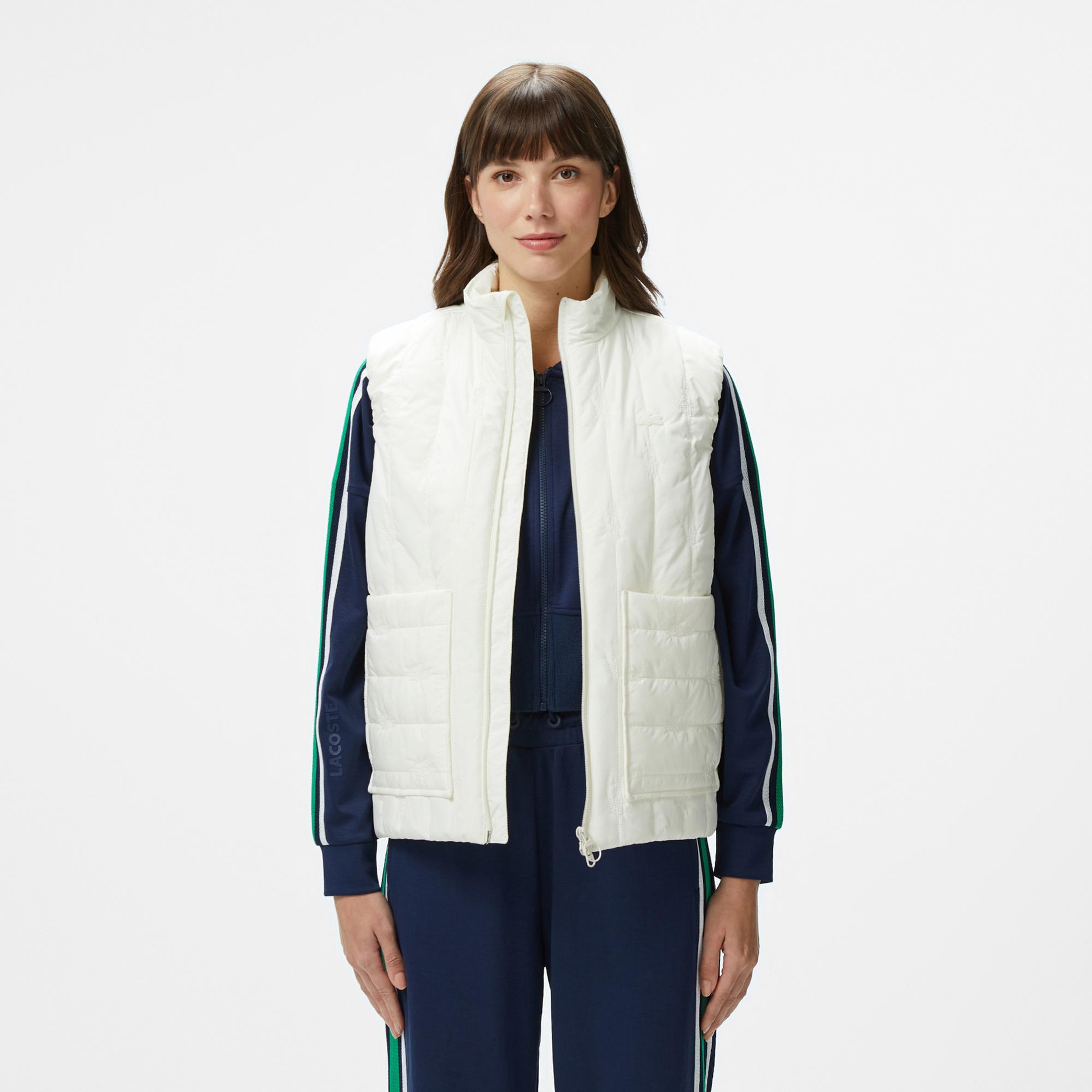 Lacoste Kadın Regular Fit Dik Yaka Kapitone Beyaz Yelek