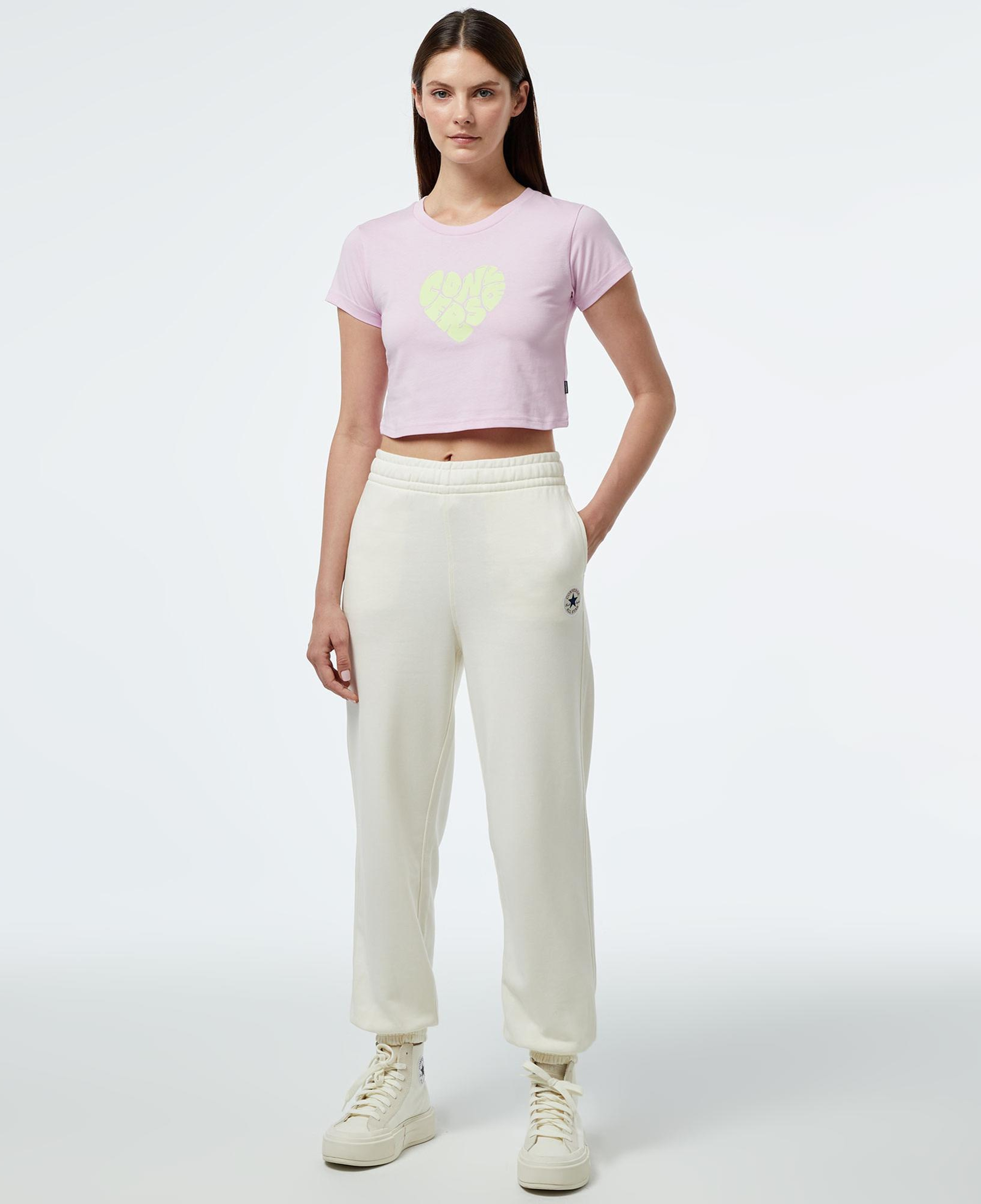 Converse Heart Slim Fit Kadın Lila T-Shirt