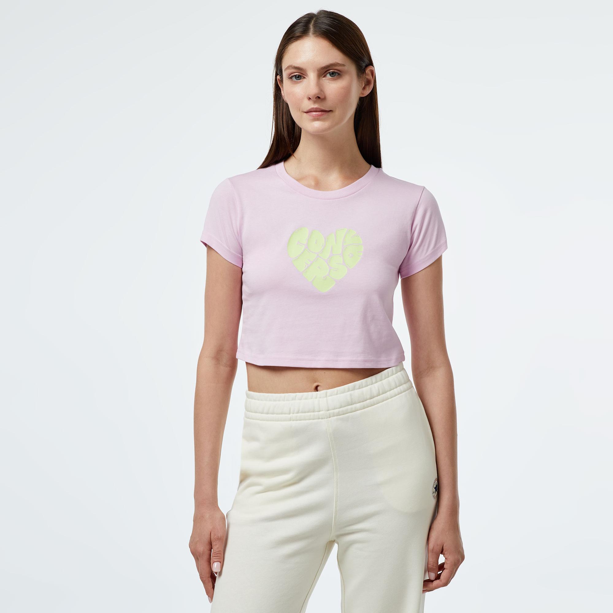 Converse Heart Slim Fit Kadın Lila T-Shirt