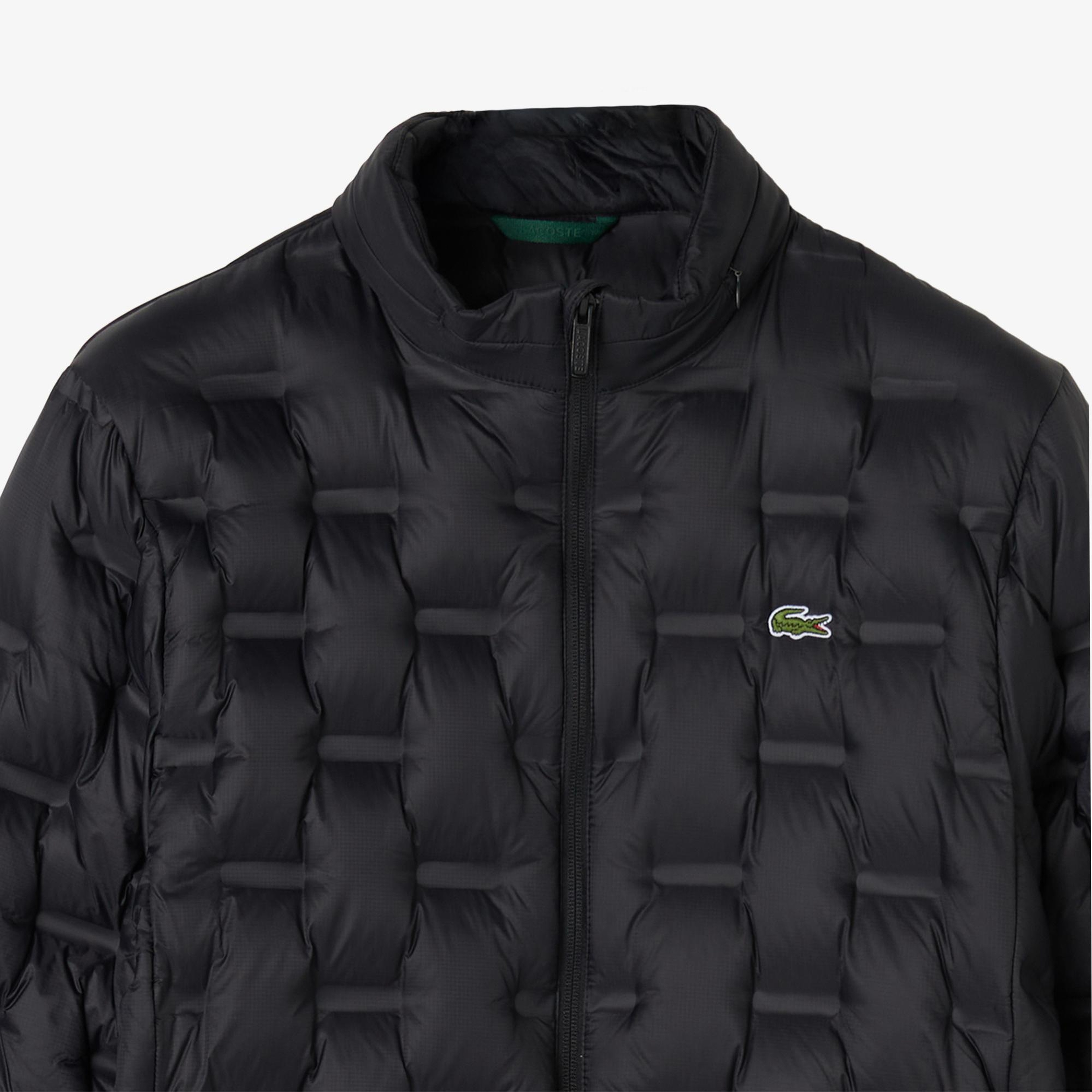 Lacoste Erkek Dik Yaka Kapitone Siyah Mont