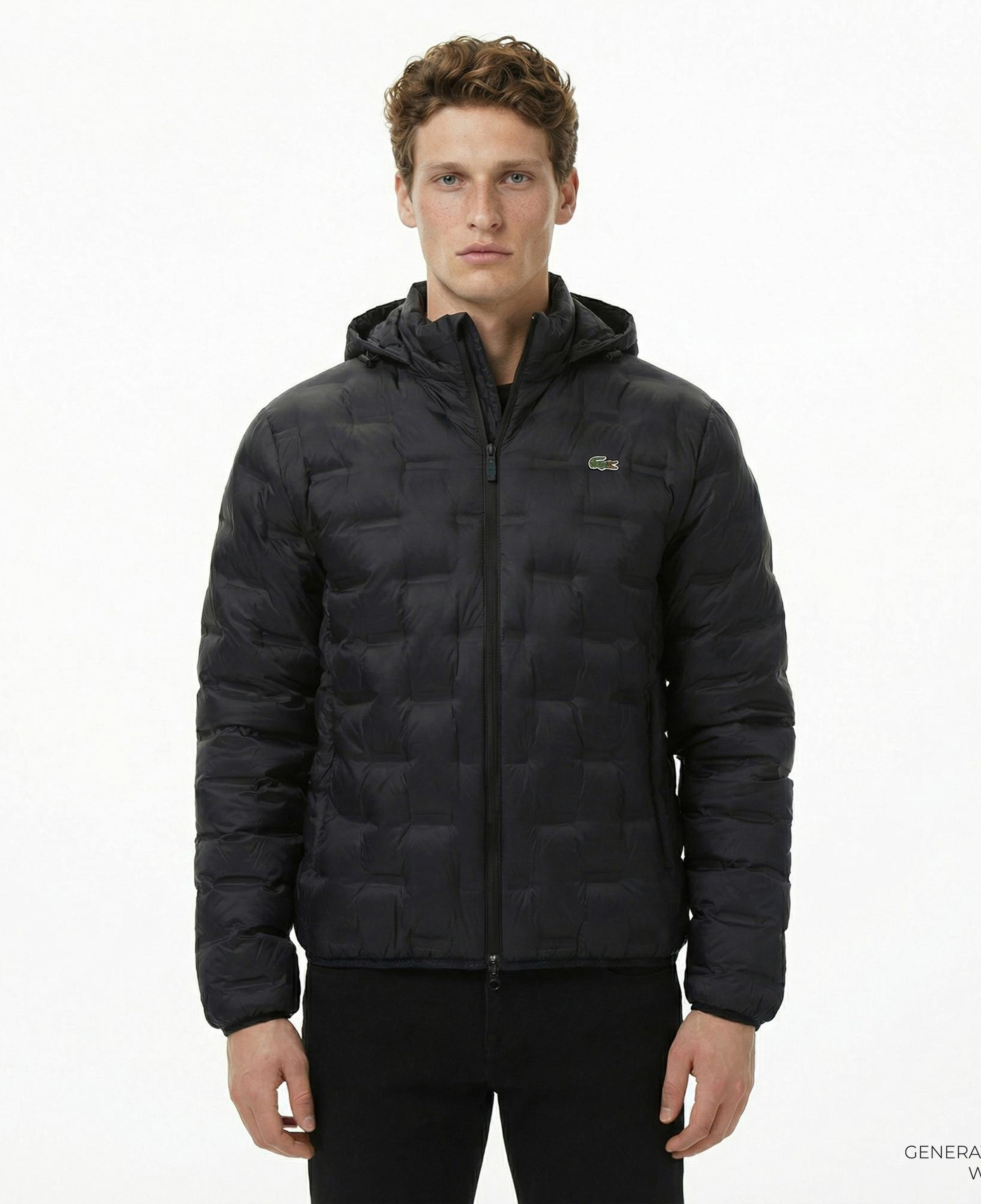 Lacoste Erkek Dik Yaka Kapitone Siyah Mont