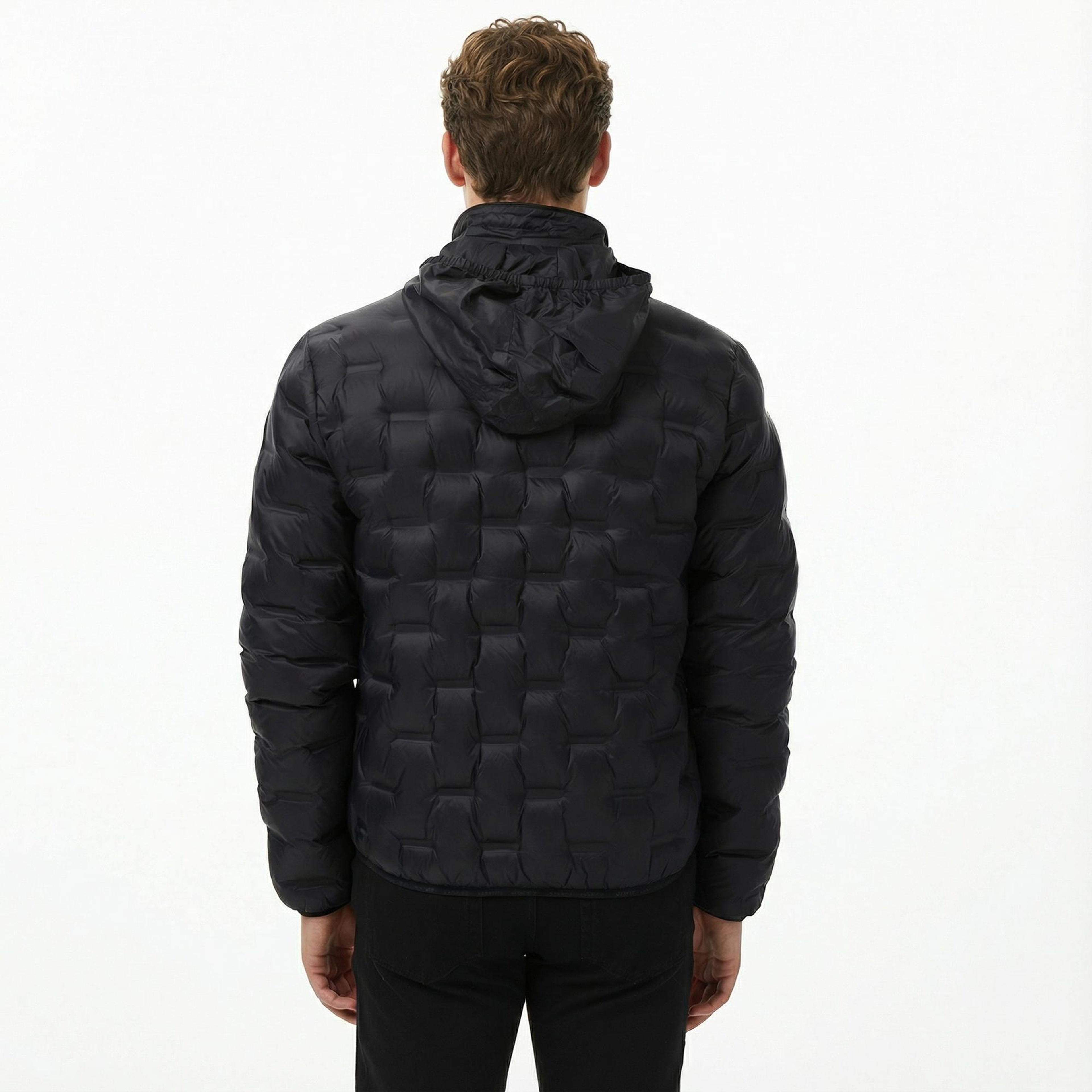 Lacoste Erkek Dik Yaka Kapitone Siyah Mont