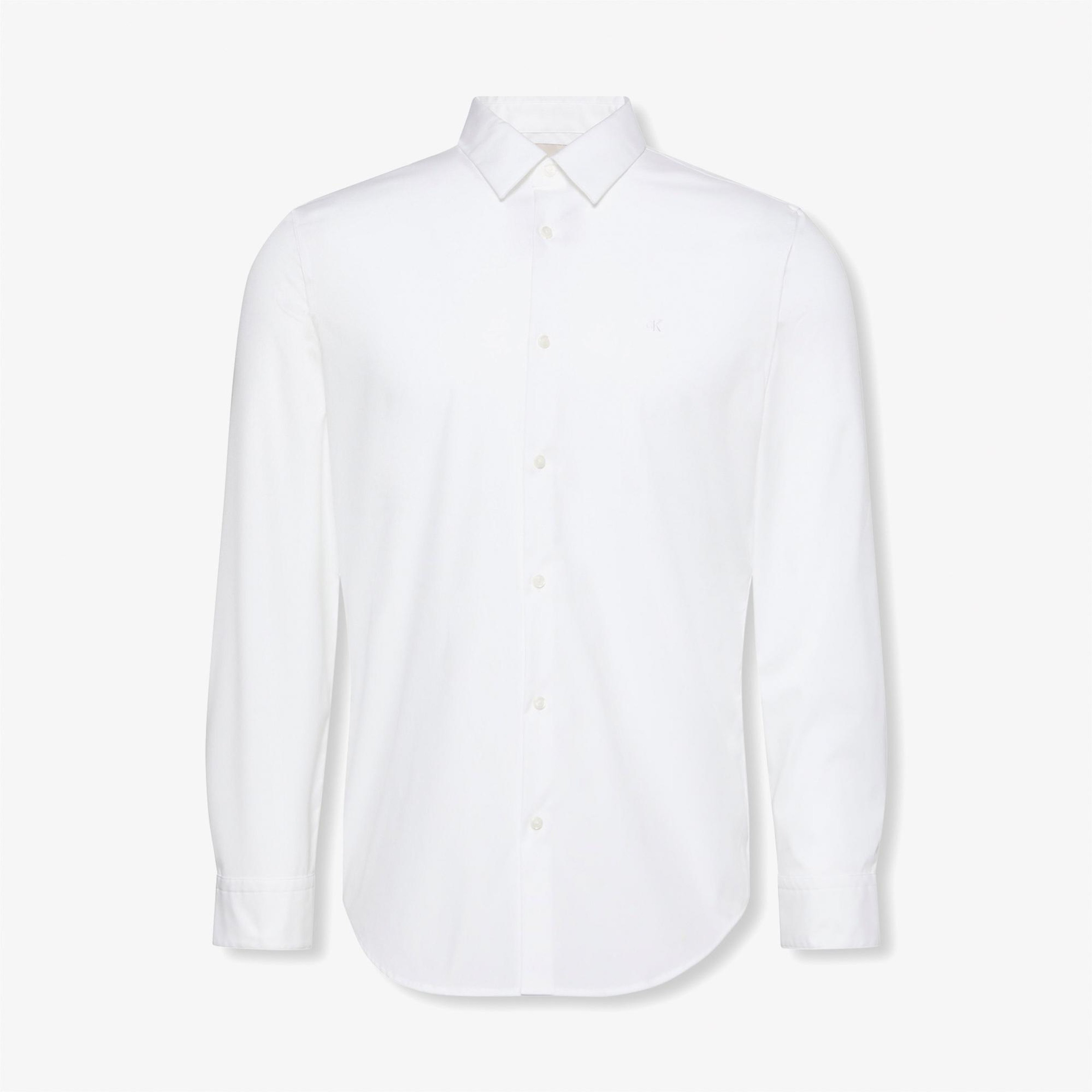 Calvin Klein Solid Slim Erkek Beyaz Gömlek