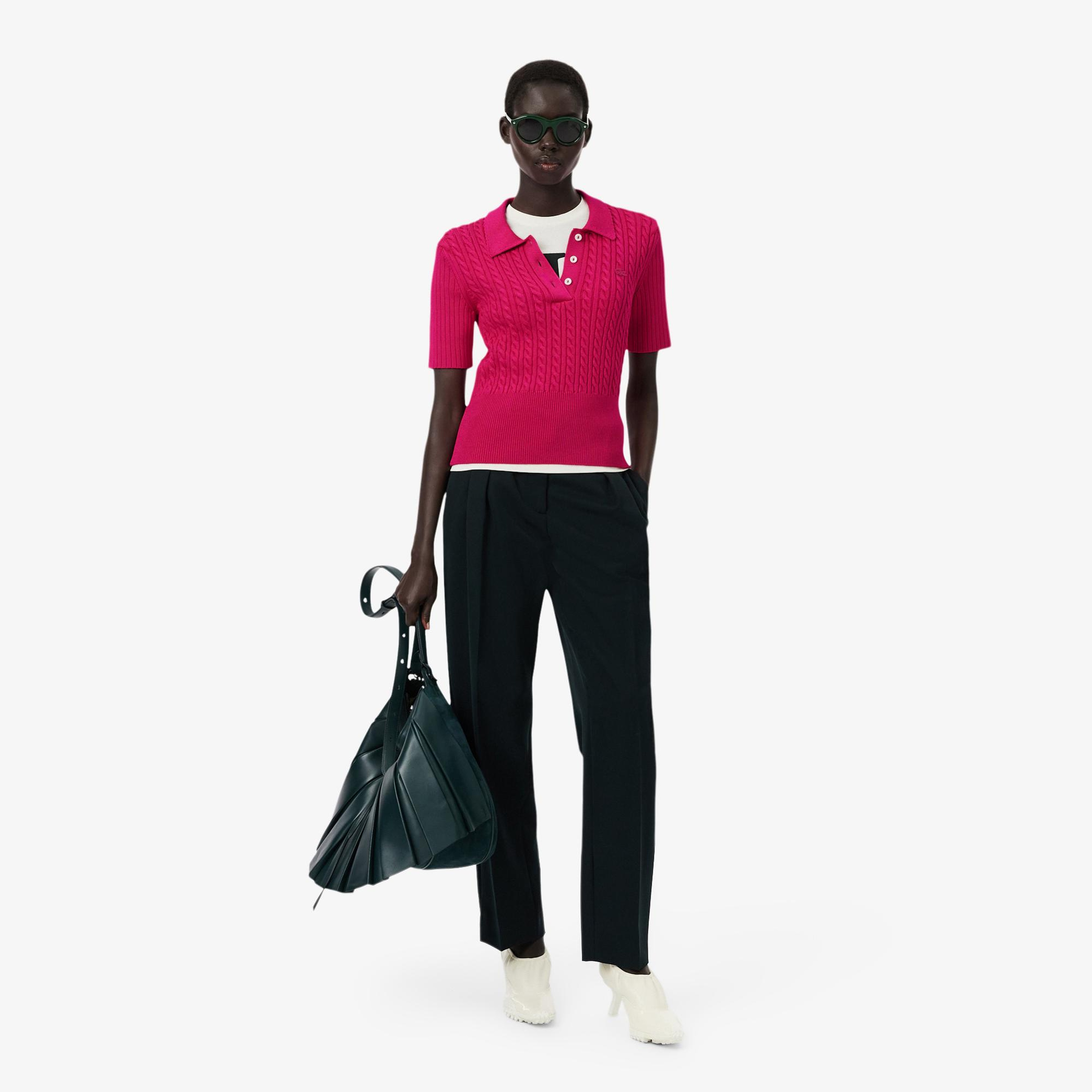 Lacoste Runway Kadın Kısa Kollu Polo Yaka Pembe Triko