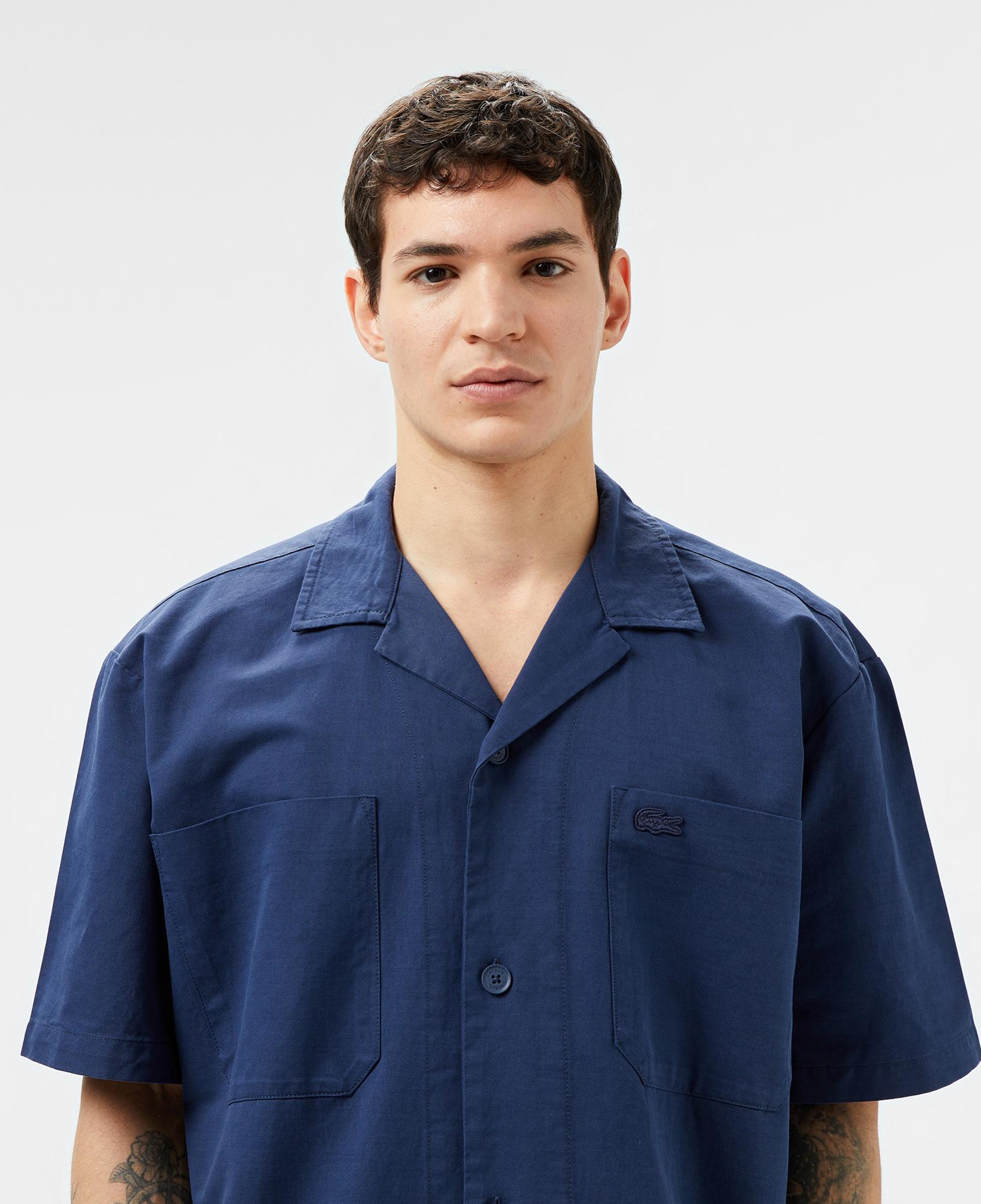 Lacoste Erkek Relaxed Fit Kısa Kollu Lacivert Gömlek