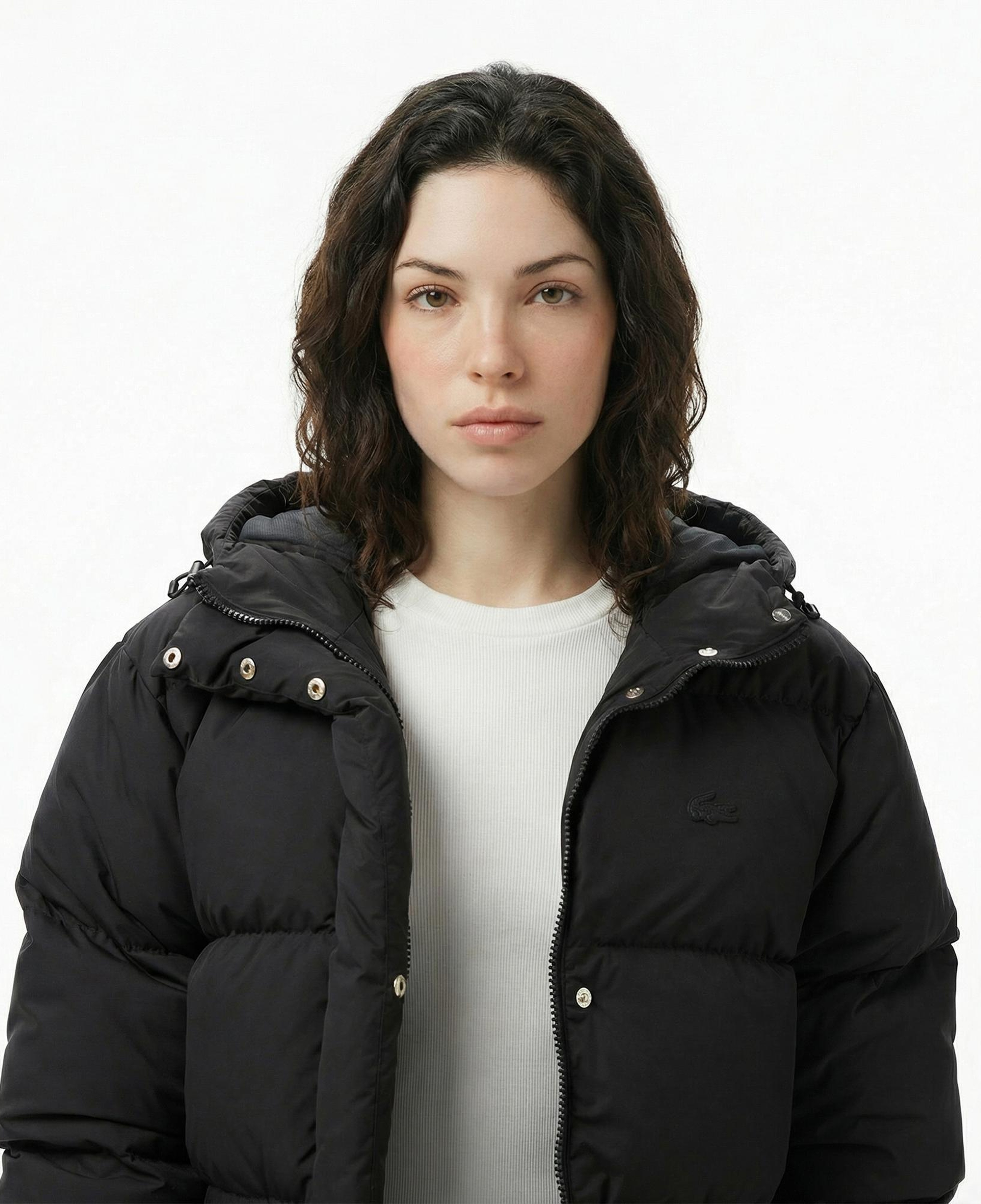 Lacoste Kadın Kapüşonlu Siyah Mont