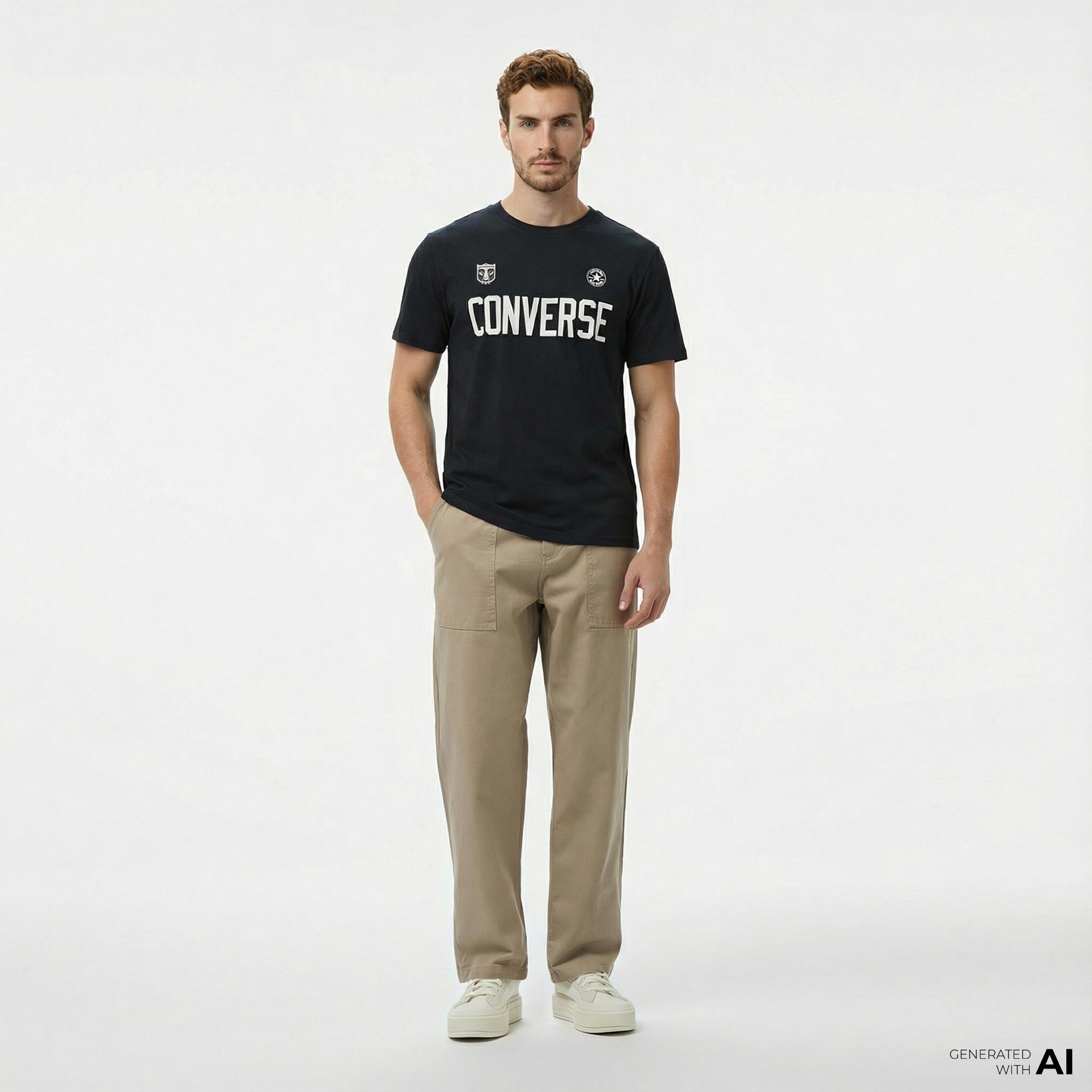 Converse Erkek Baskılı Siyah T-Shirt