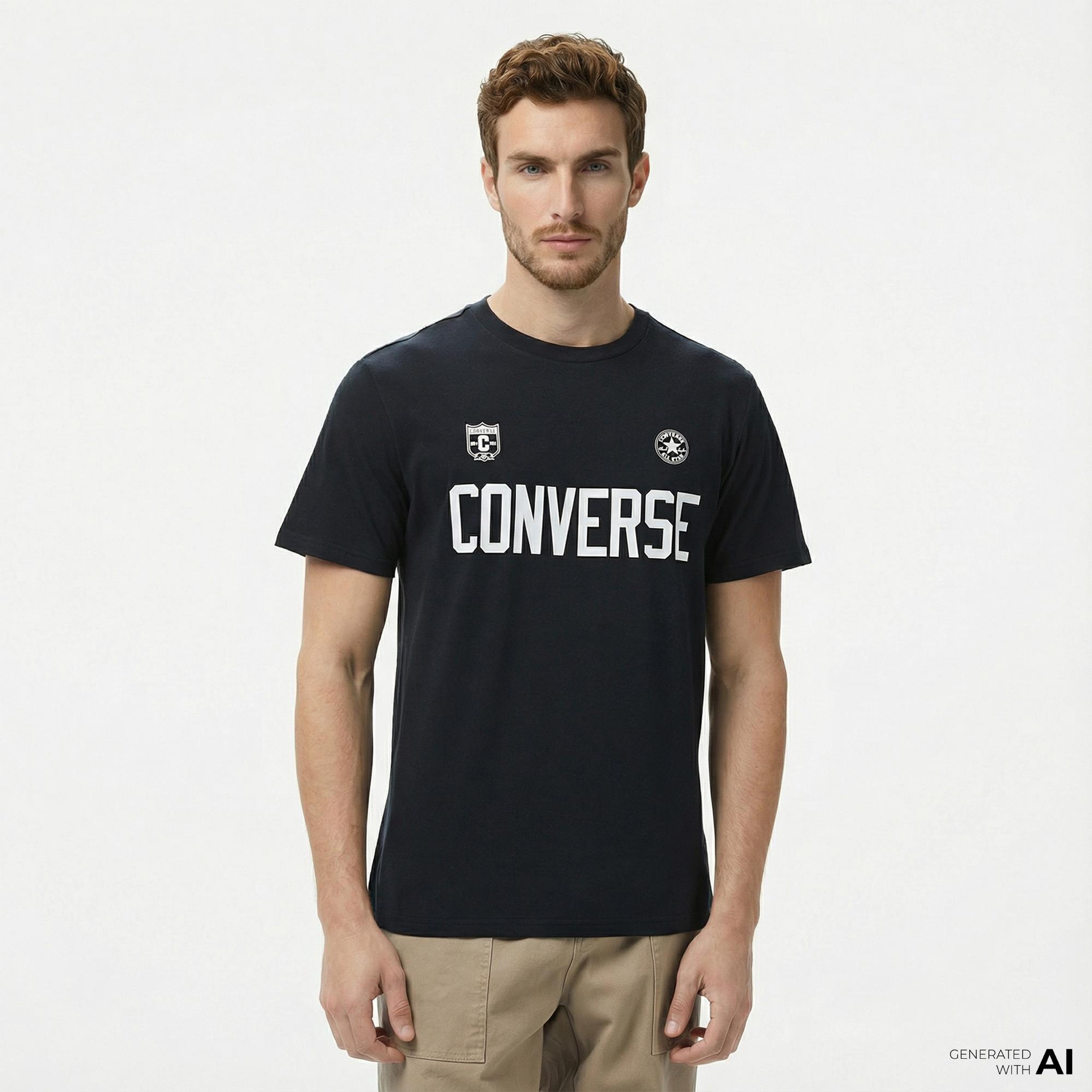 Converse Erkek Baskılı Siyah T-Shirt