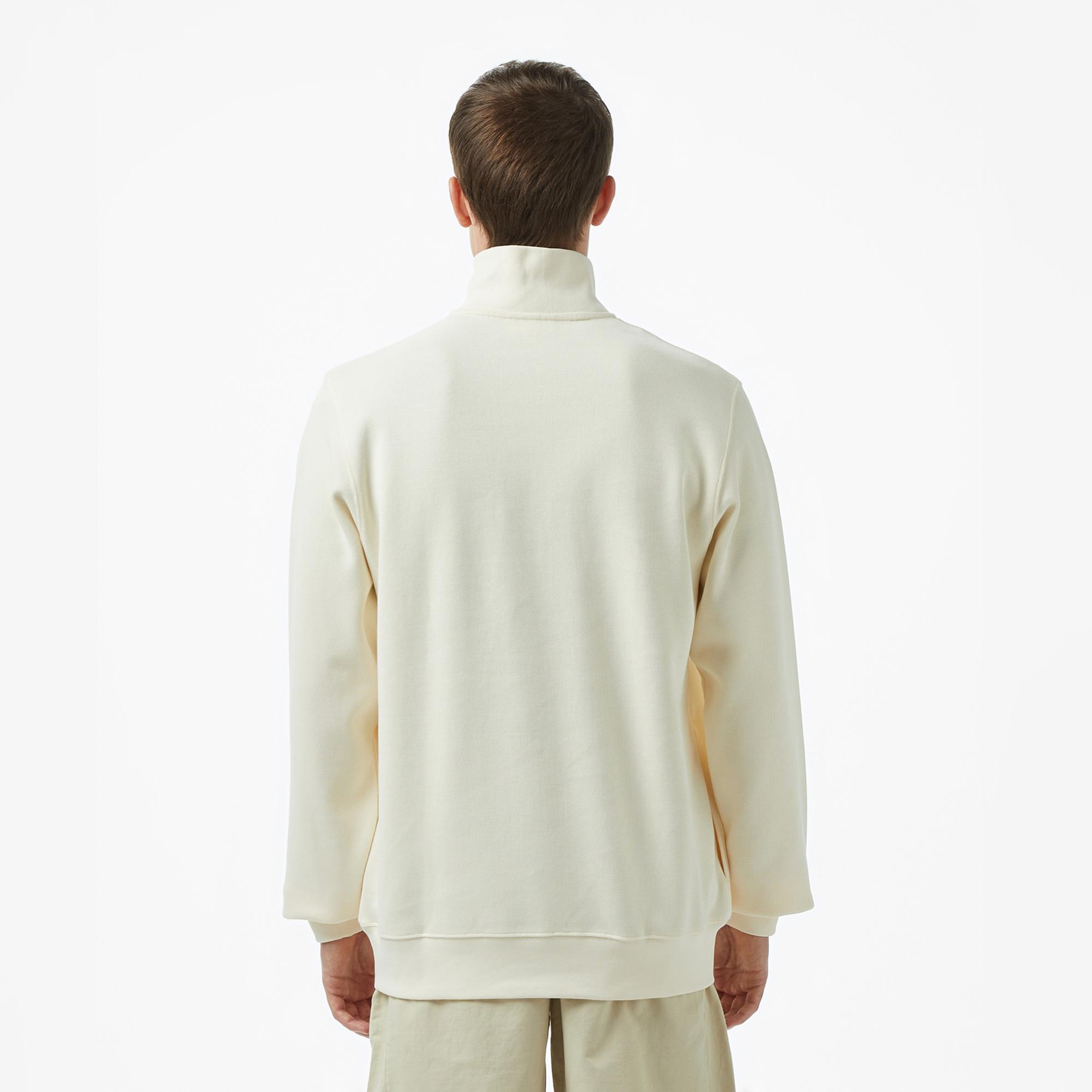 Lacoste Erkek Classic Fit Yarım Fermuarlı Krem Sweatshirt