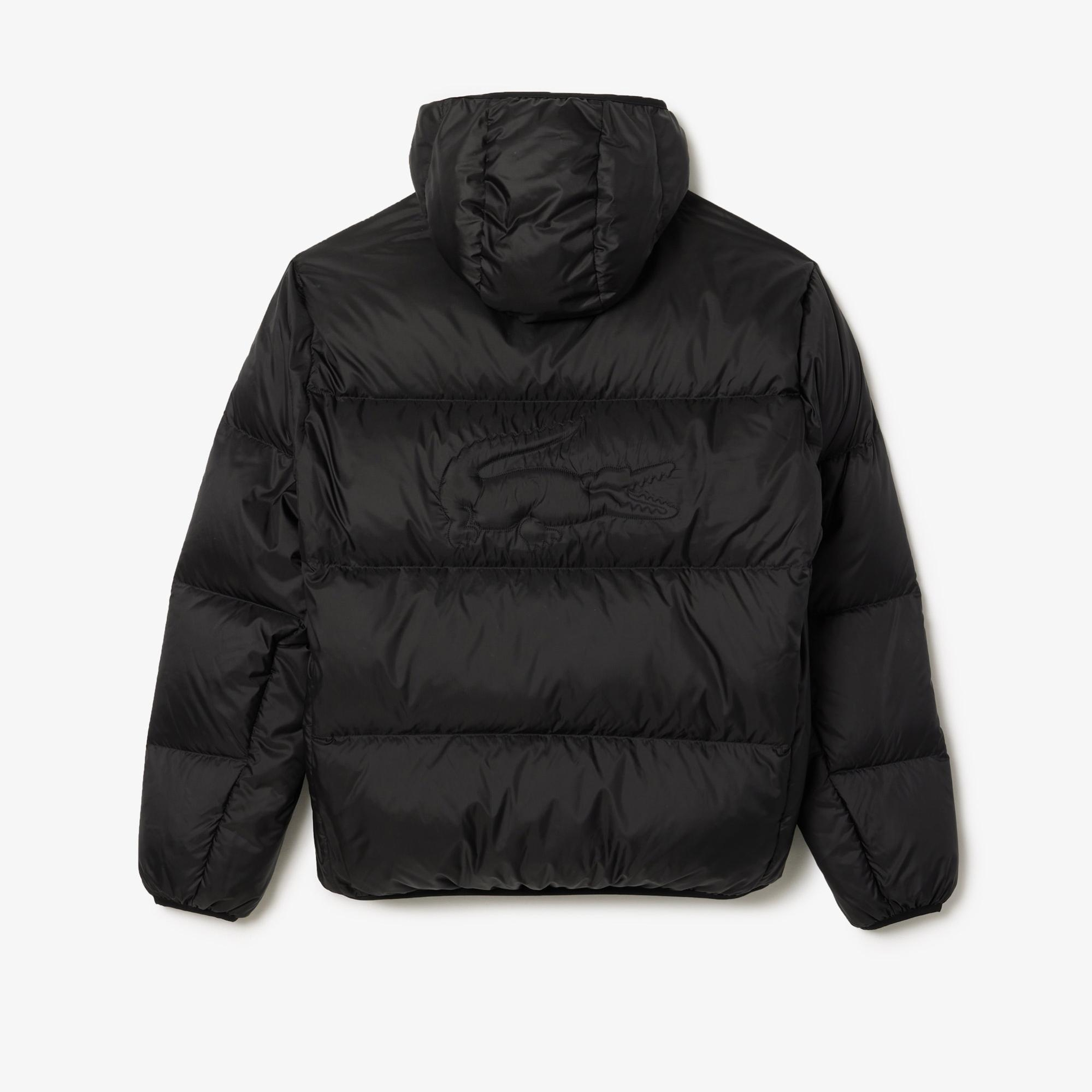 Lacoste Erkek Relaxed Fit Kapüşonlu Siyah Şişme Mont