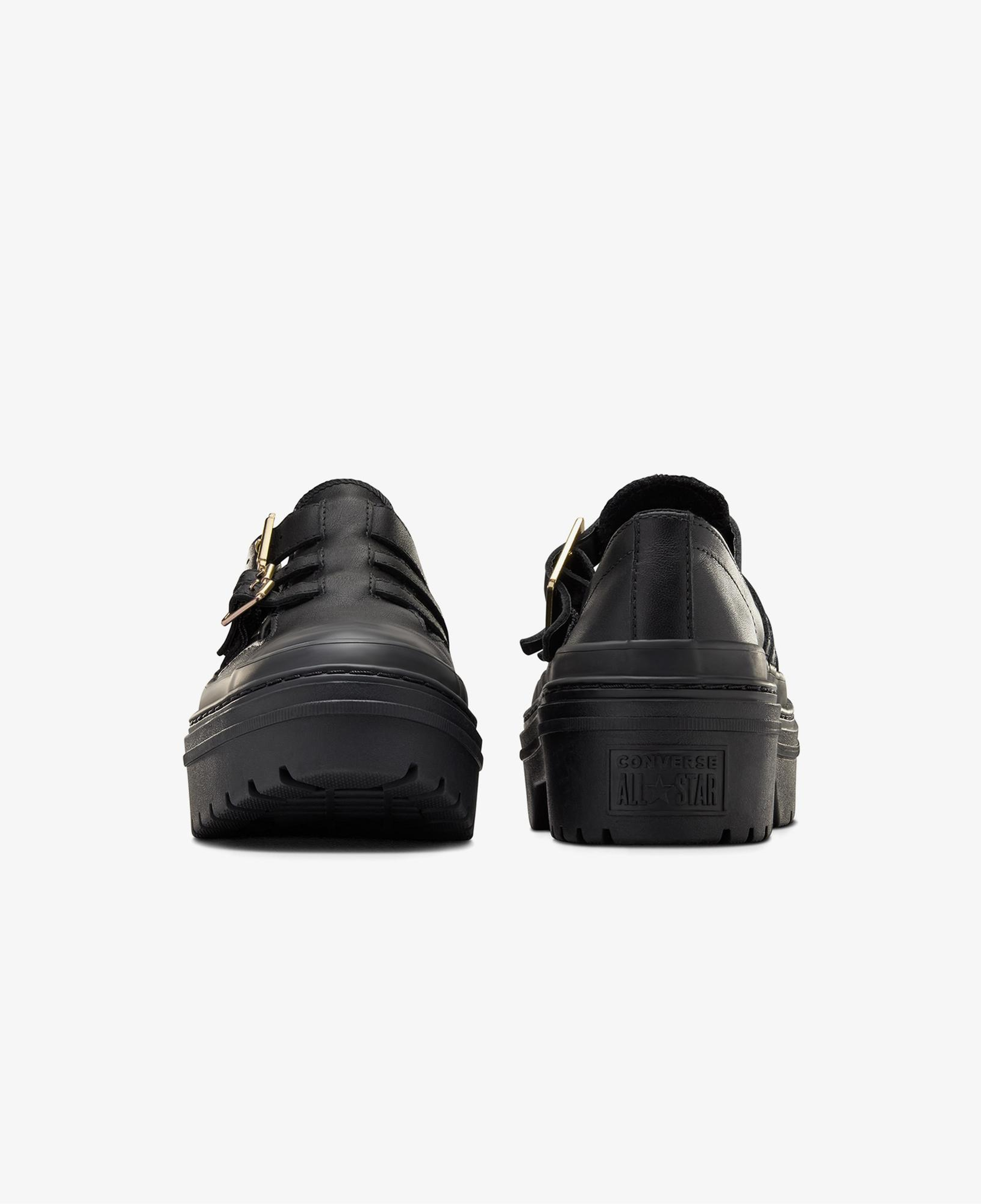 Converse Chuck Taylor All Star Lugged Heel Mary Jane Kadın Siyah Deri Platform Loafer Ayakkabı