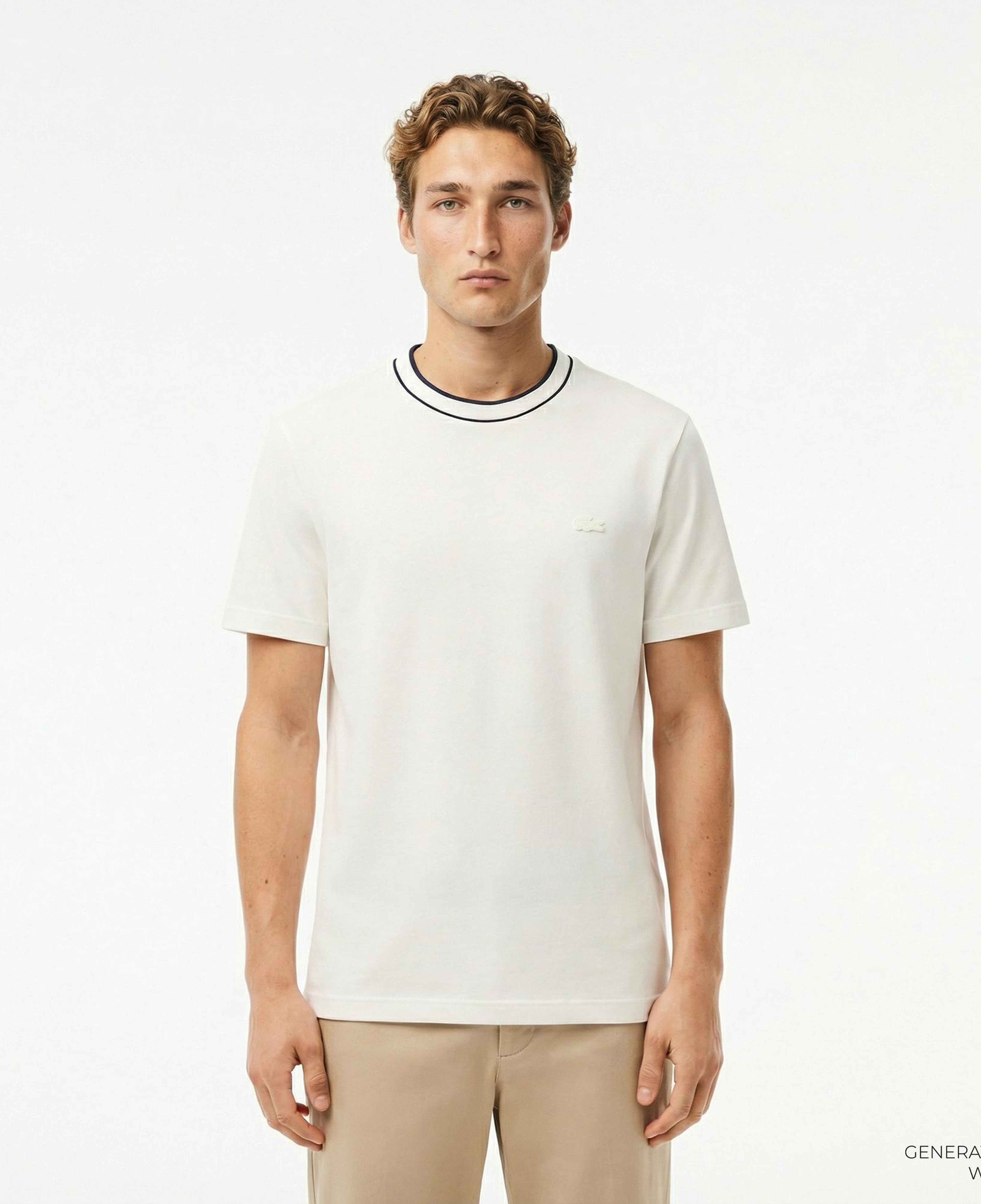 Lacoste Erkek Regular Fit Bisiklet Yaka Beyaz T-Shirt