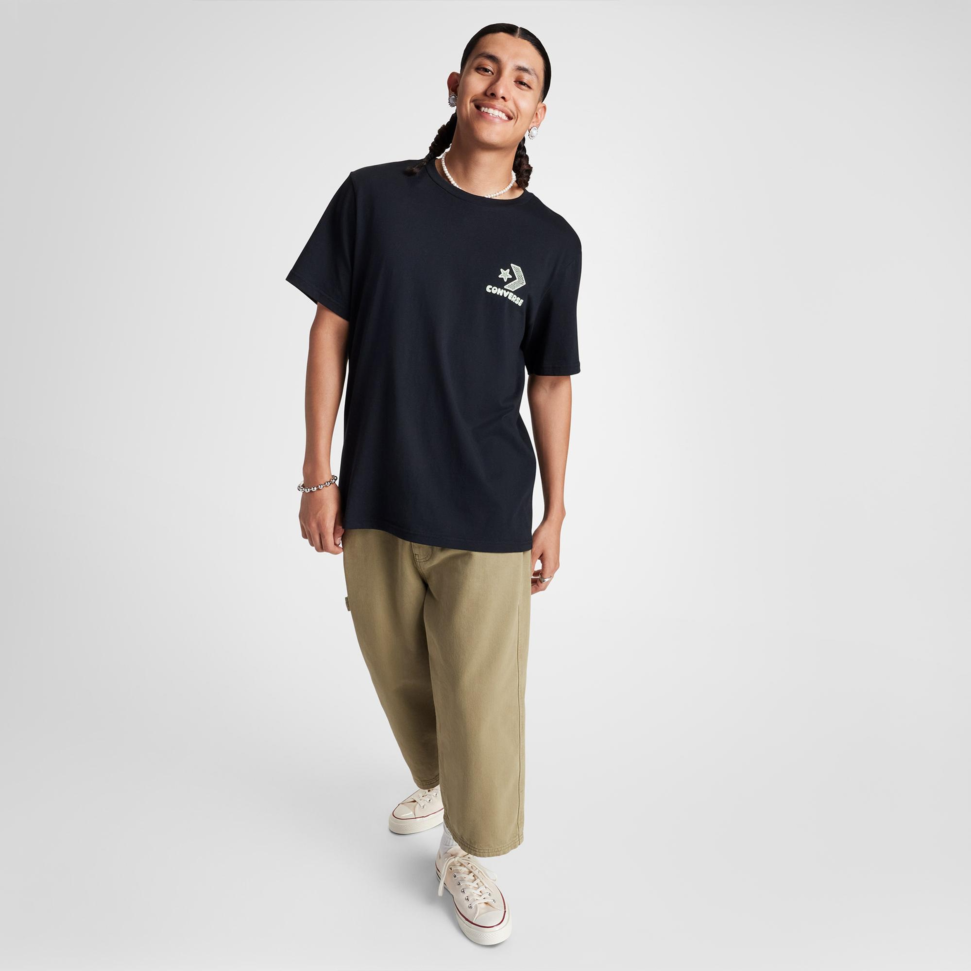 Converse Erkek Grafik Baskılı Siyah T-Shirt