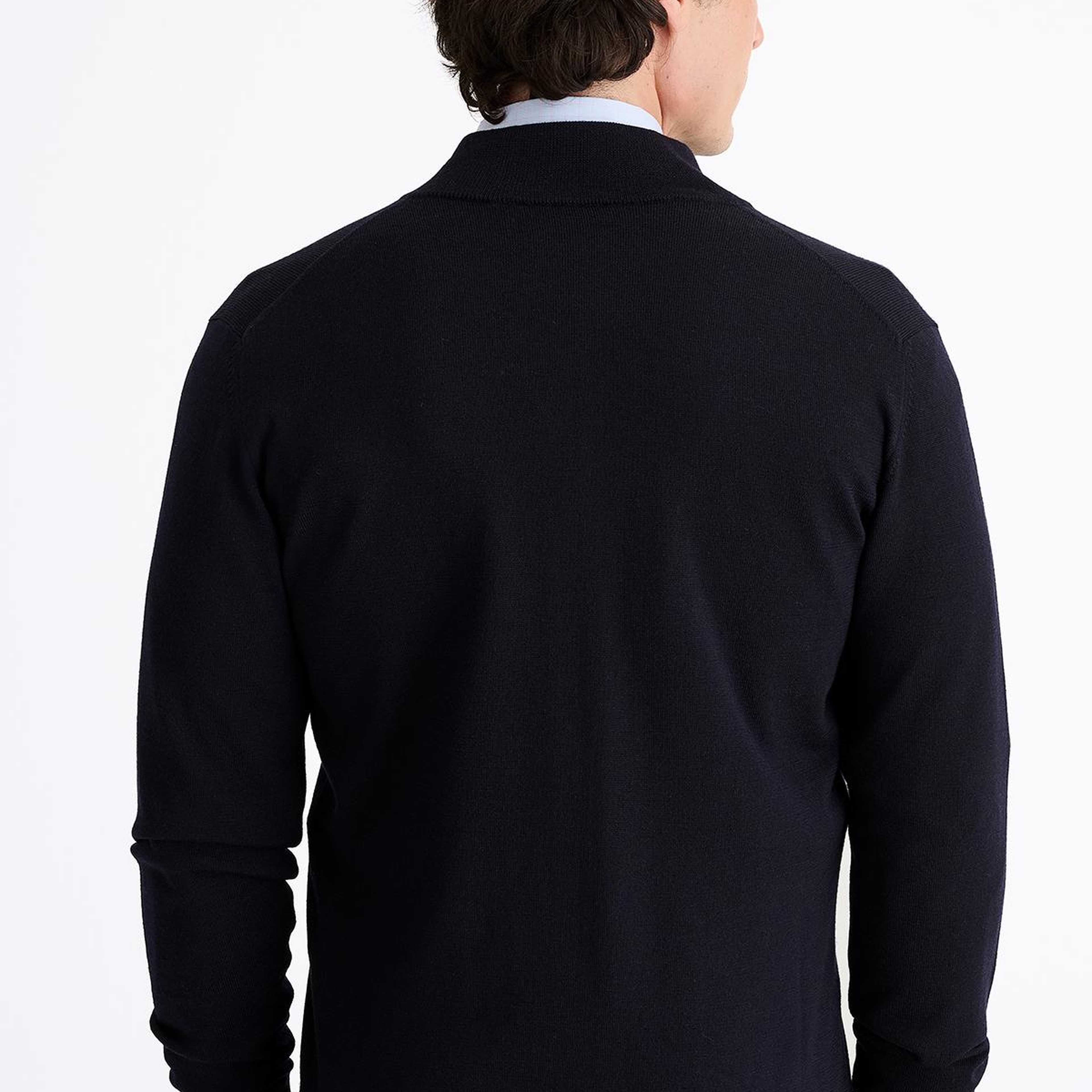 Erkek Lacivert Extrafine Yün Fermuarlı Hırka