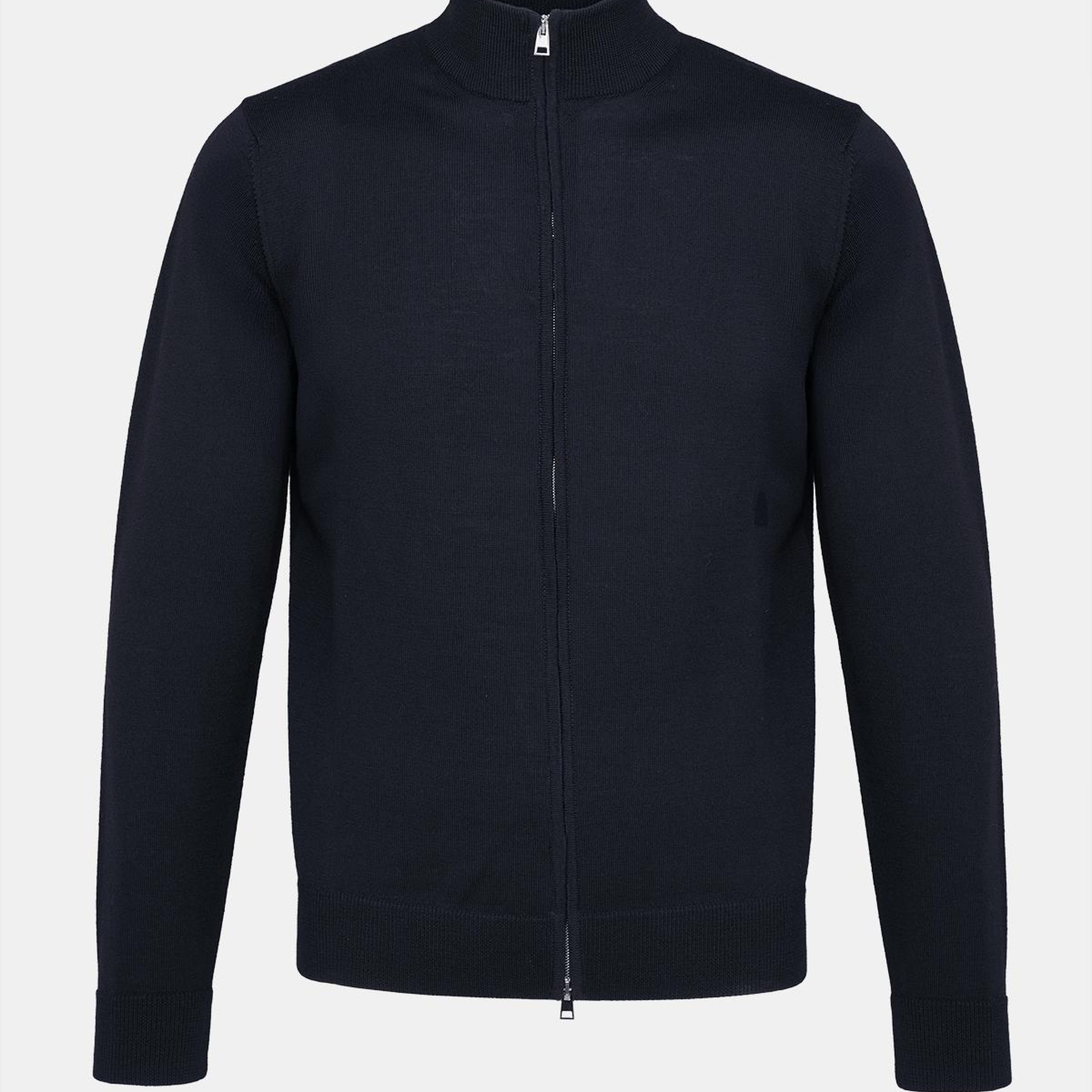 Erkek Lacivert Extrafine Yün Fermuarlı Hırka