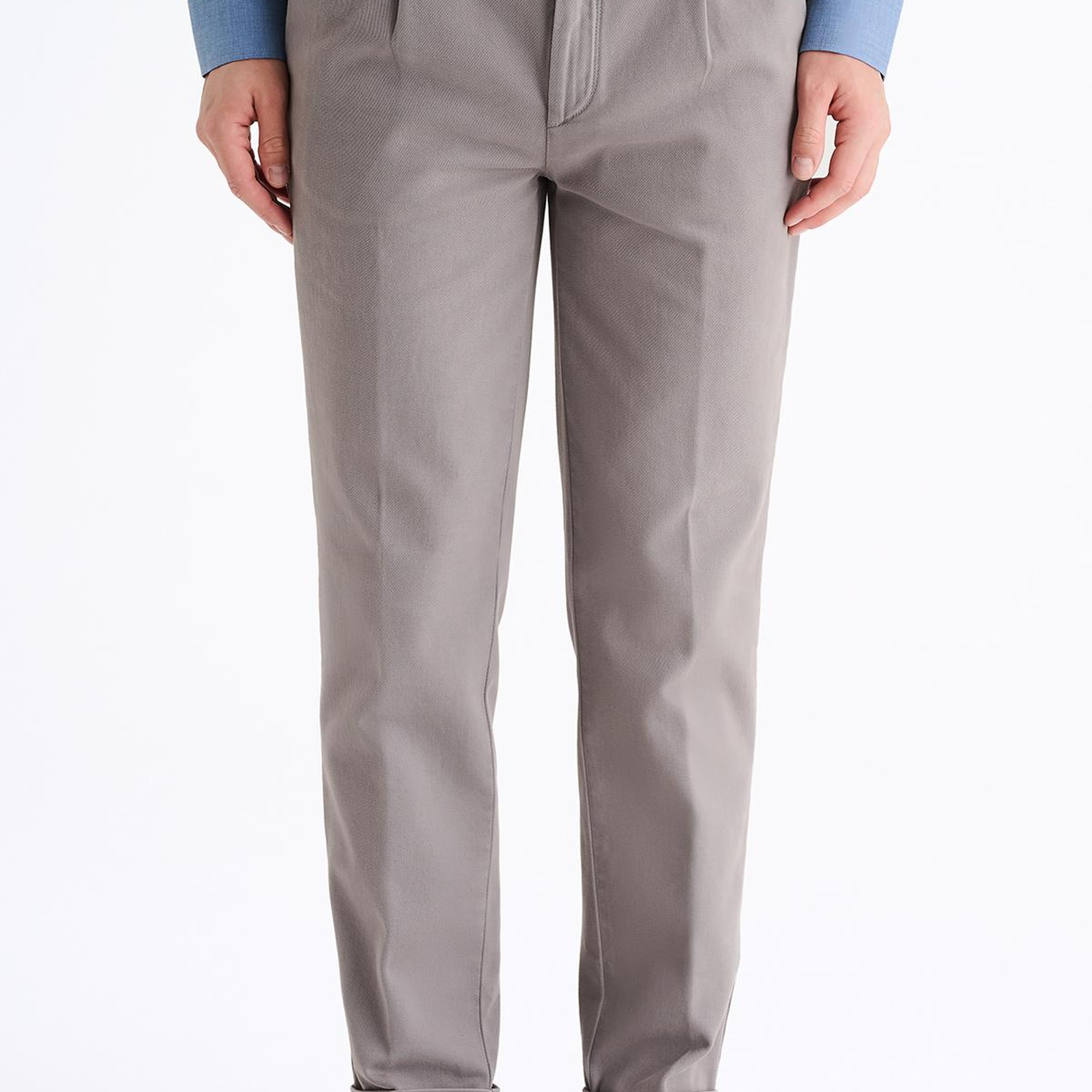 Erkek Gri Pamuk Streç Chino Pantolon