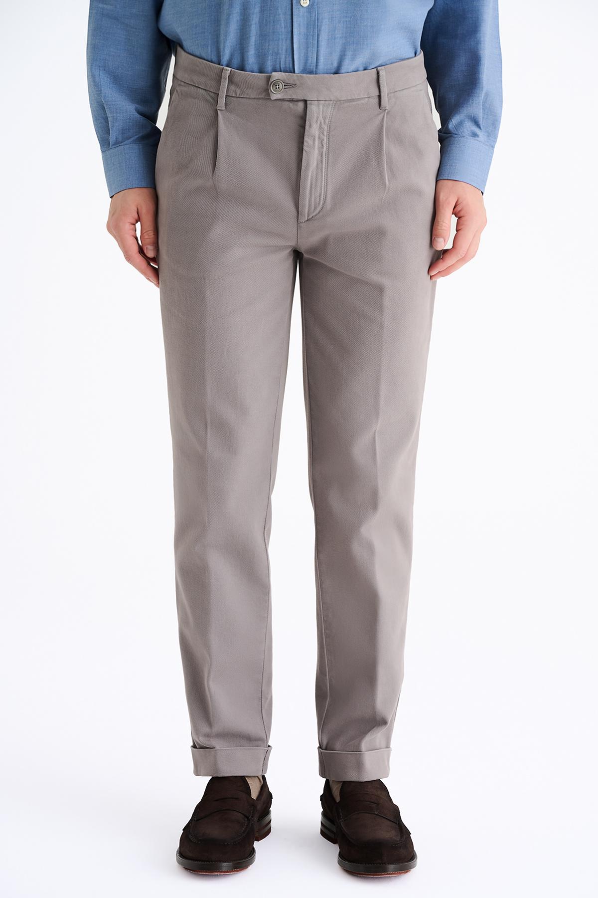 Erkek Gri Kaşmir Gabardin Chino Pantolon