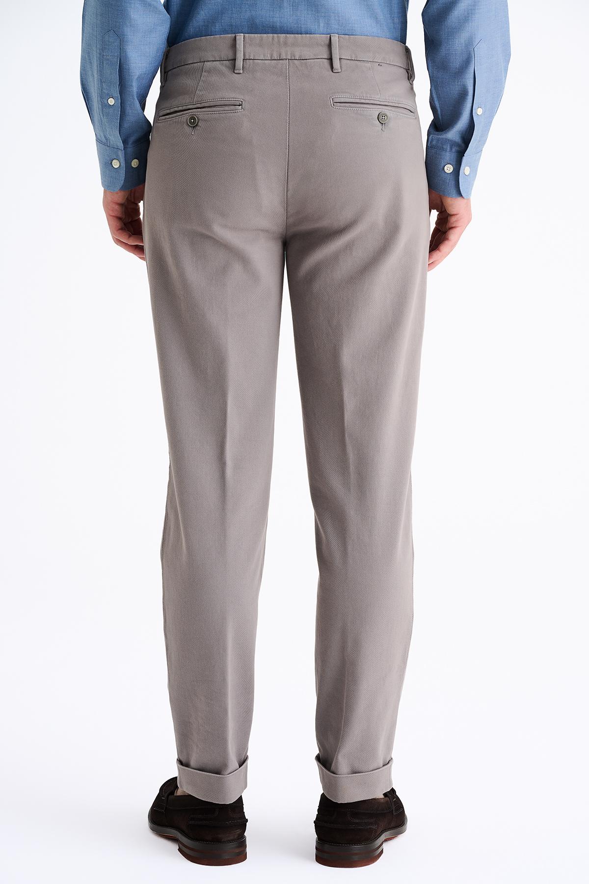 Erkek Gri Kaşmir Gabardin Chino Pantolon