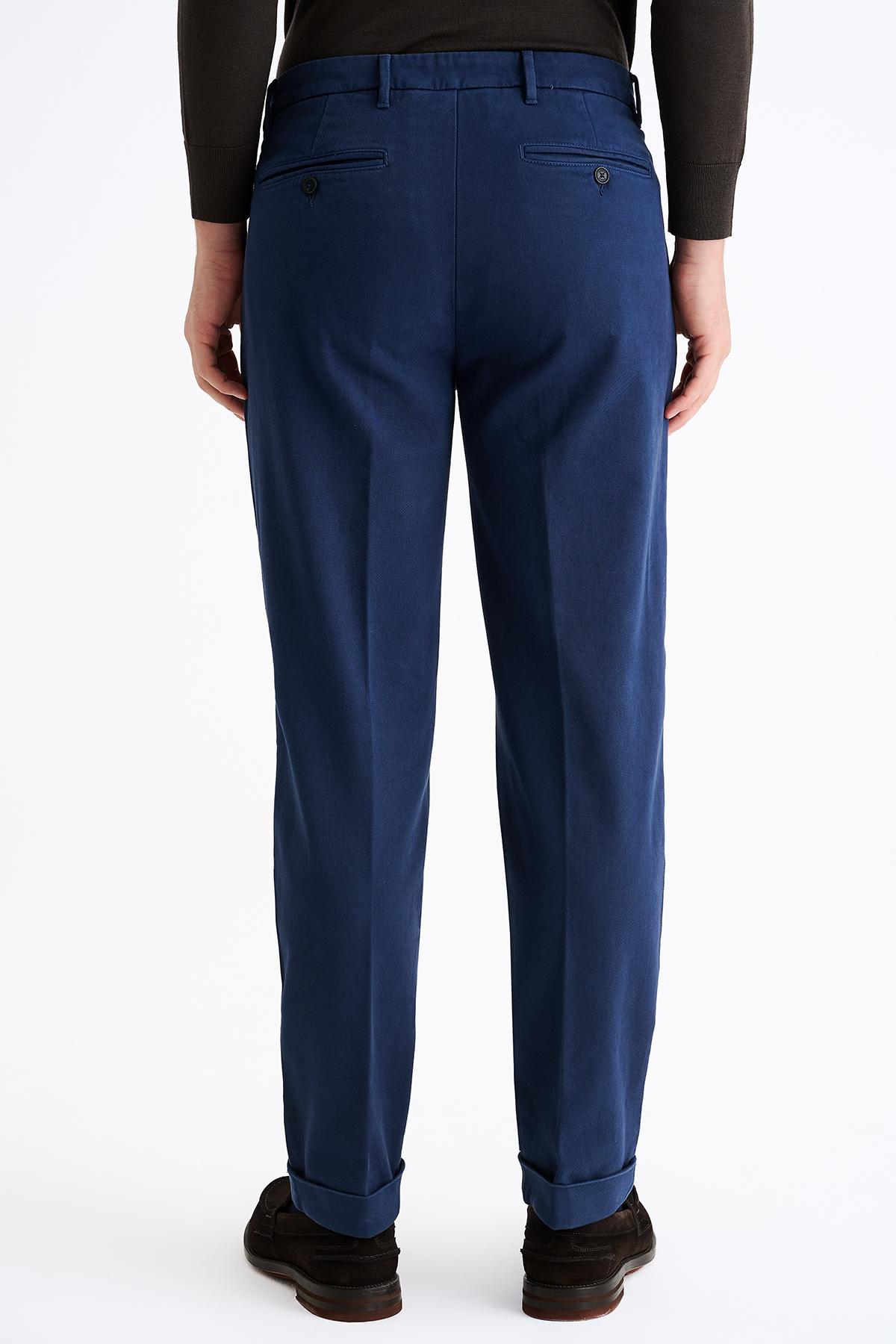 Erkek Lacivert Pamuk Streç Chino Pantolon