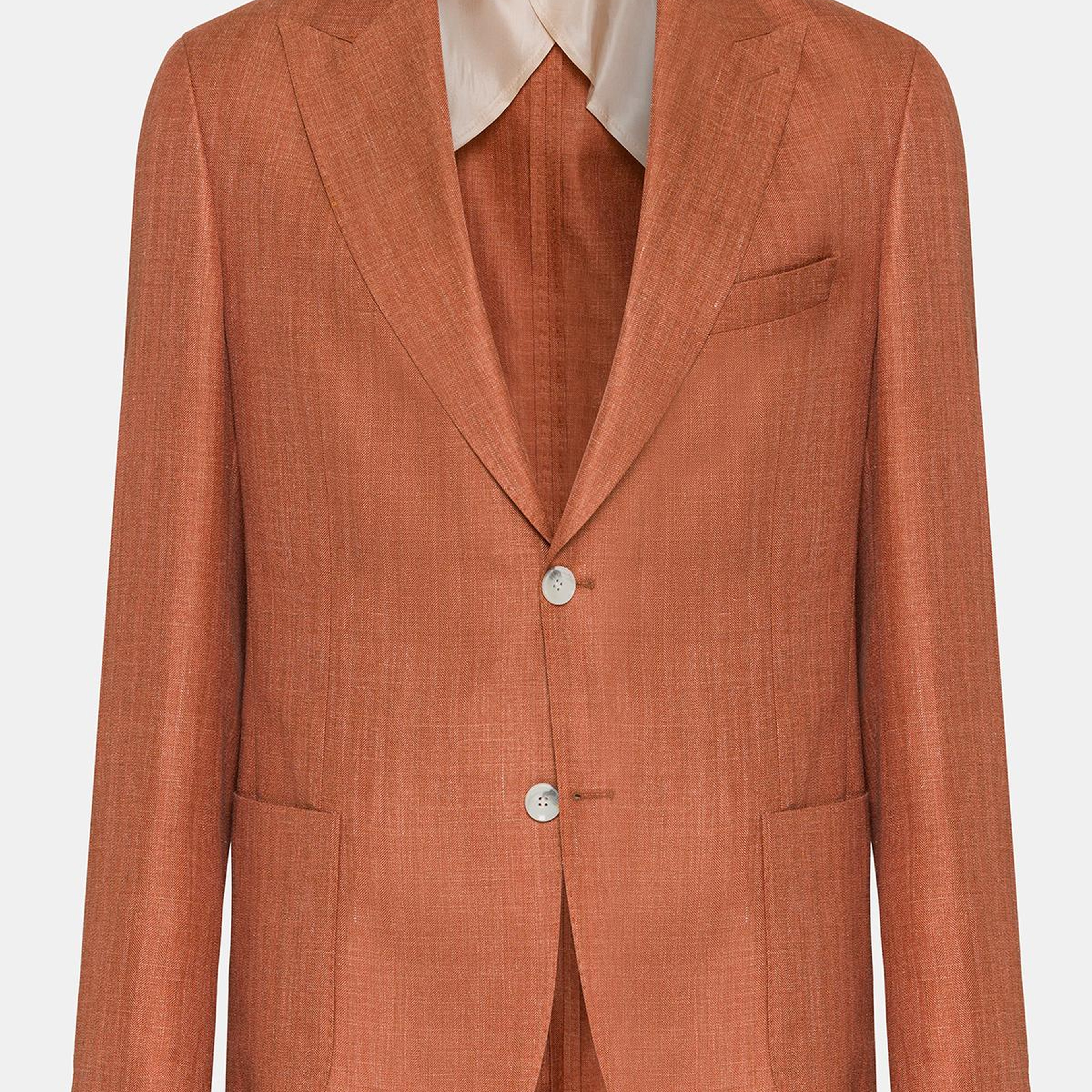 Erkek Taba Loro Piana Kumaşıyla Üretilmiş Yün İpek Karışımlı Casual Ceket