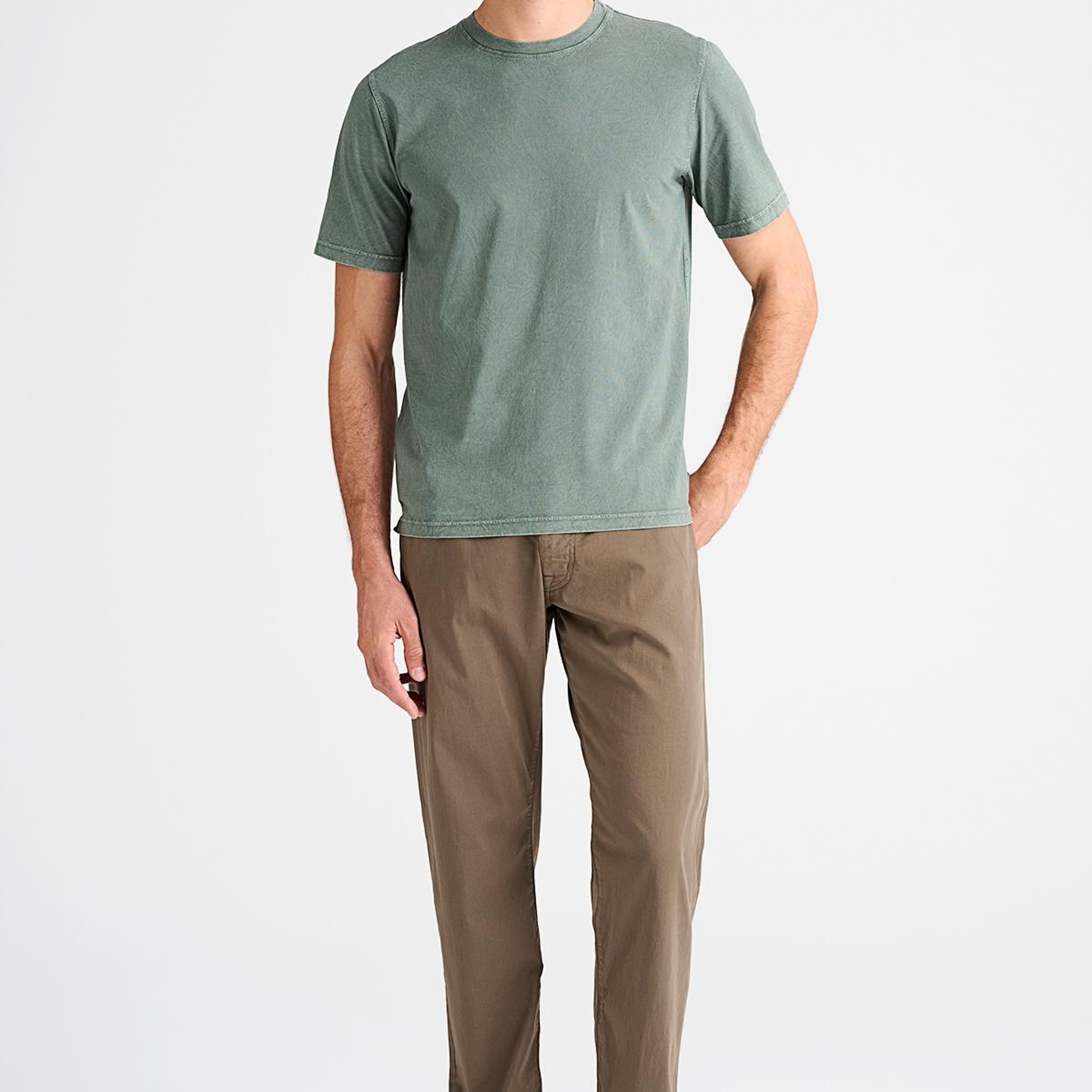 Erkek Yeşil Bisiklet Yaka T-Shirt