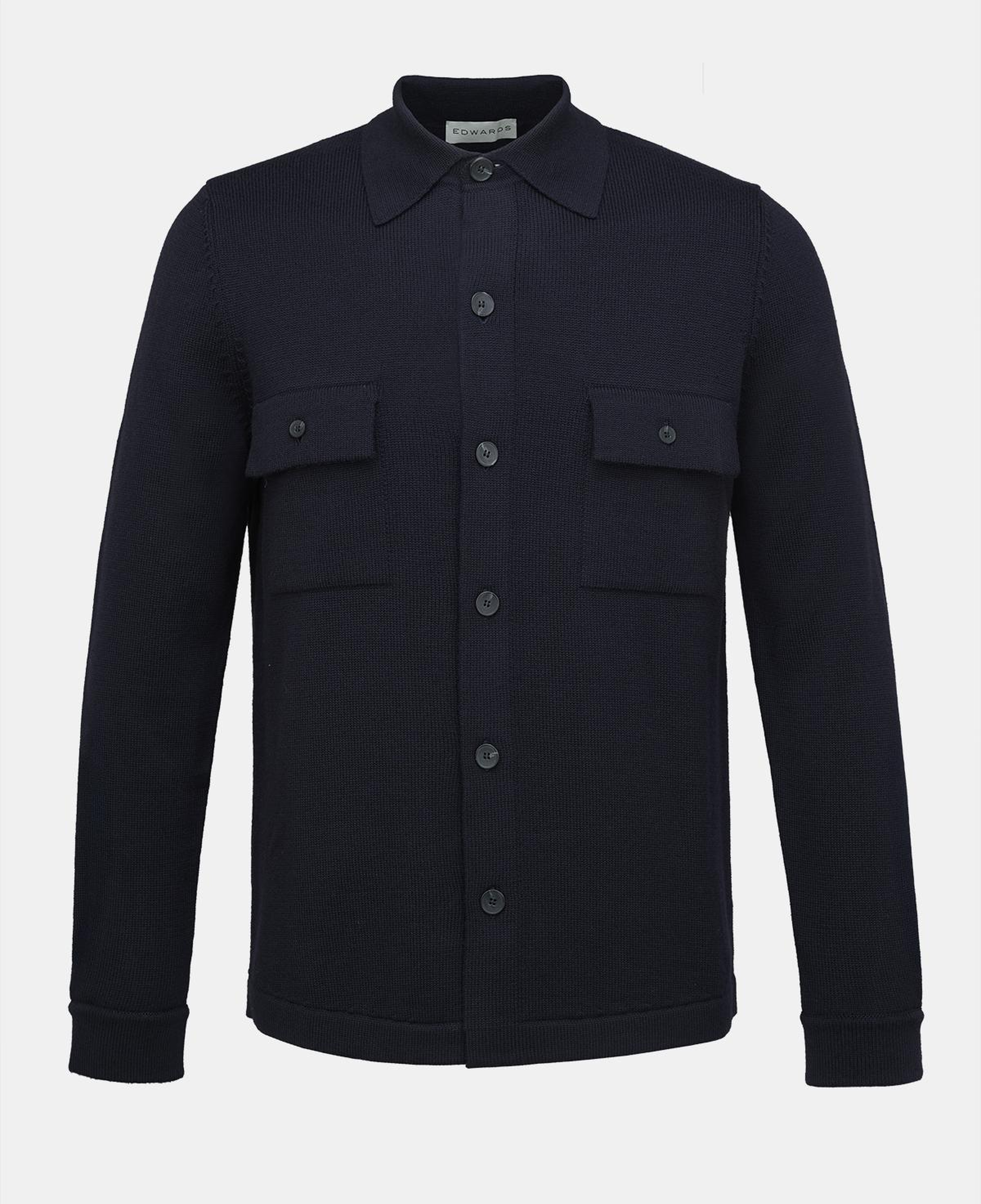 Erkek Lacivert Extrafine Yün Overshirt Triko