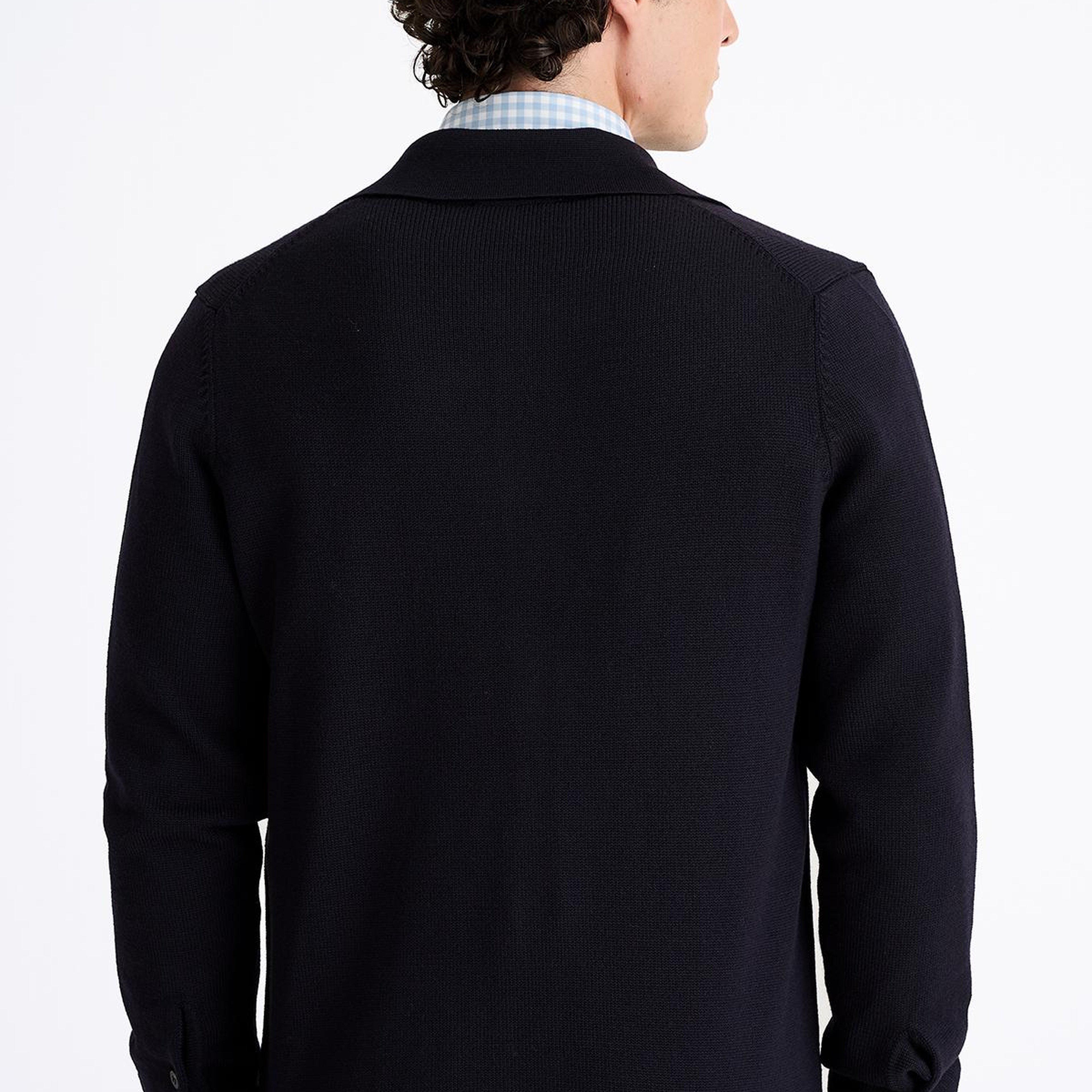 Erkek Lacivert Extrafine Yün Overshirt Triko