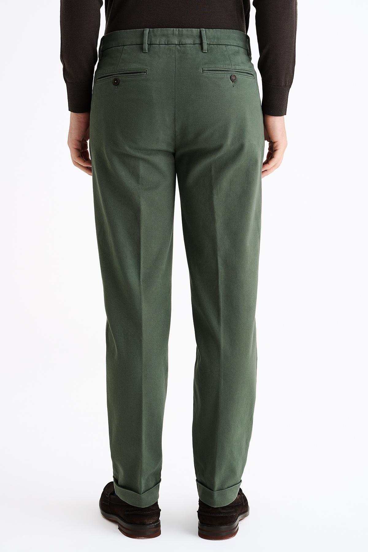 Erkek Yeşil Pamuk Streç Chino Pantolon