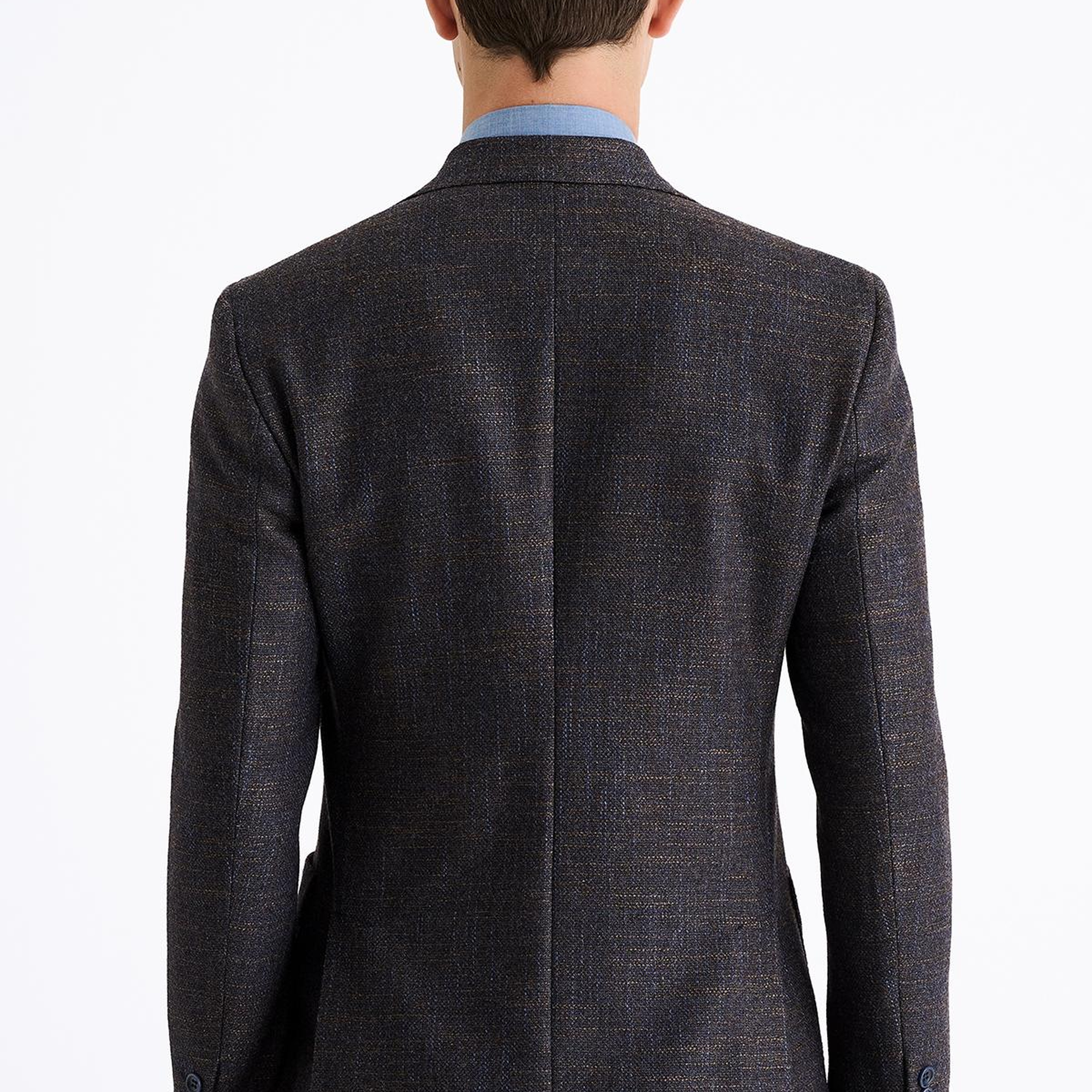 Erkek Kahverengi Yün İpek Kaşmir Karışımlı Delfino Spor Ceket