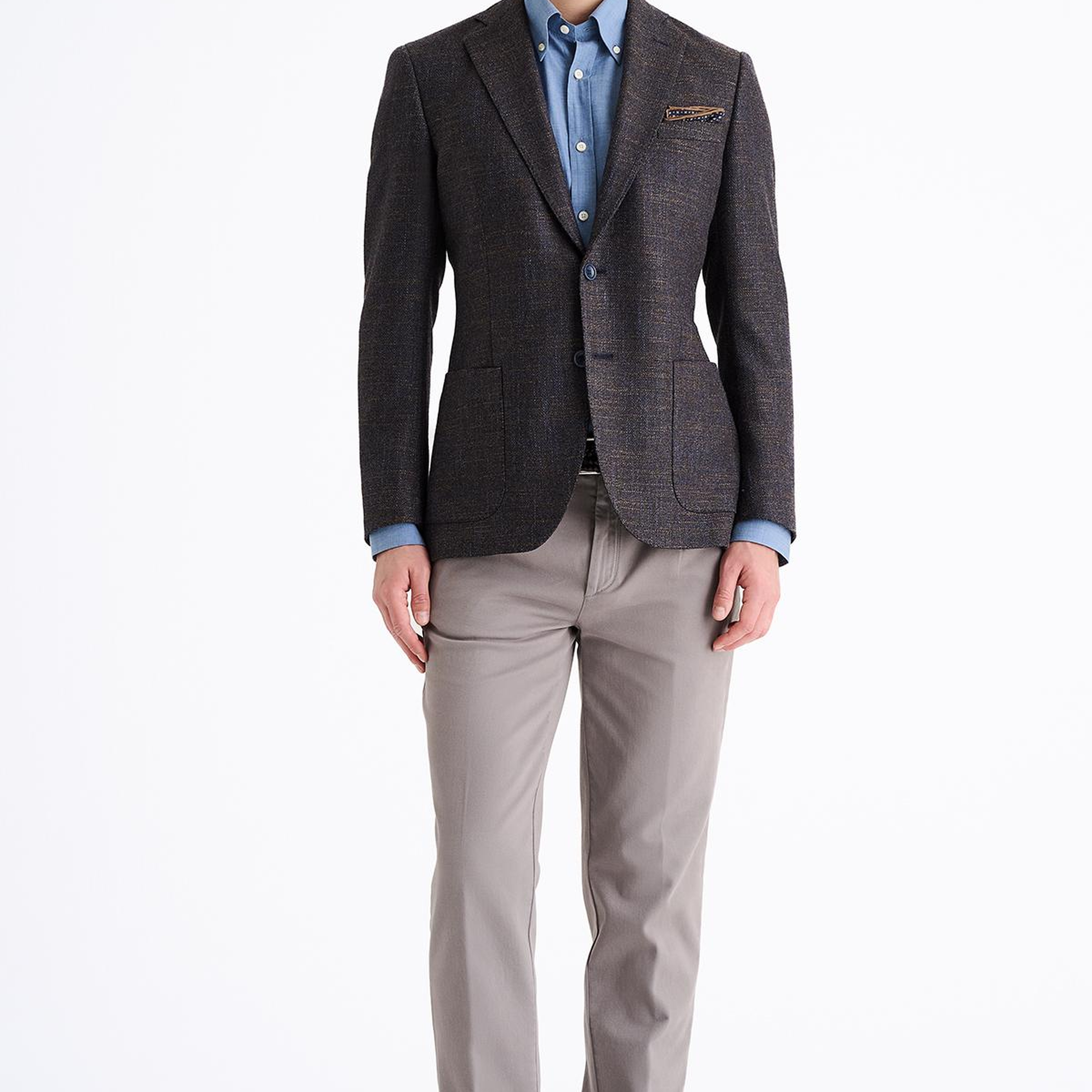 Erkek Kahverengi Yün İpek Kaşmir Karışımlı Delfino Spor Ceket