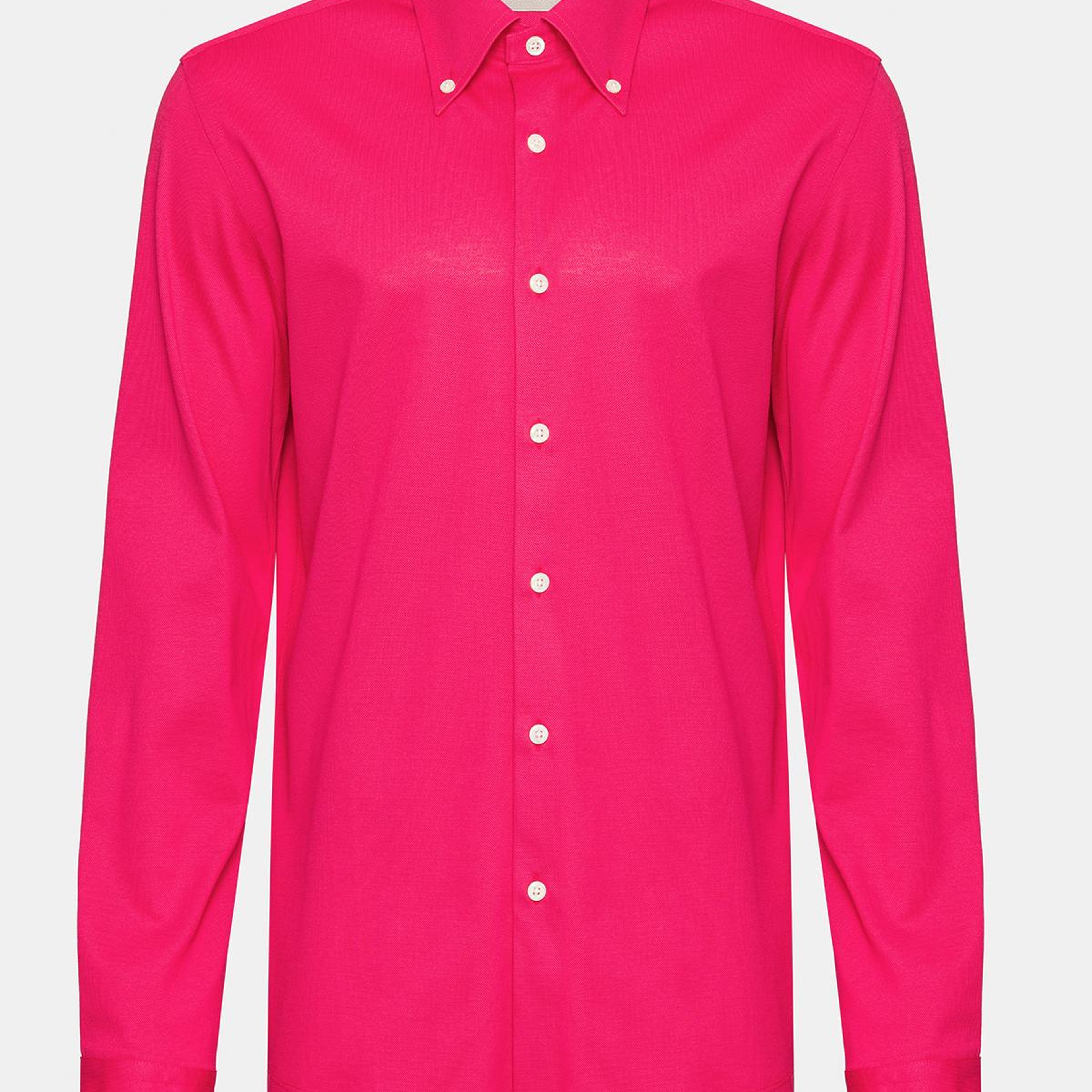 Erkek Koyu Pembe Cooper Fit Düğmeli Yaka Pike Gömlek