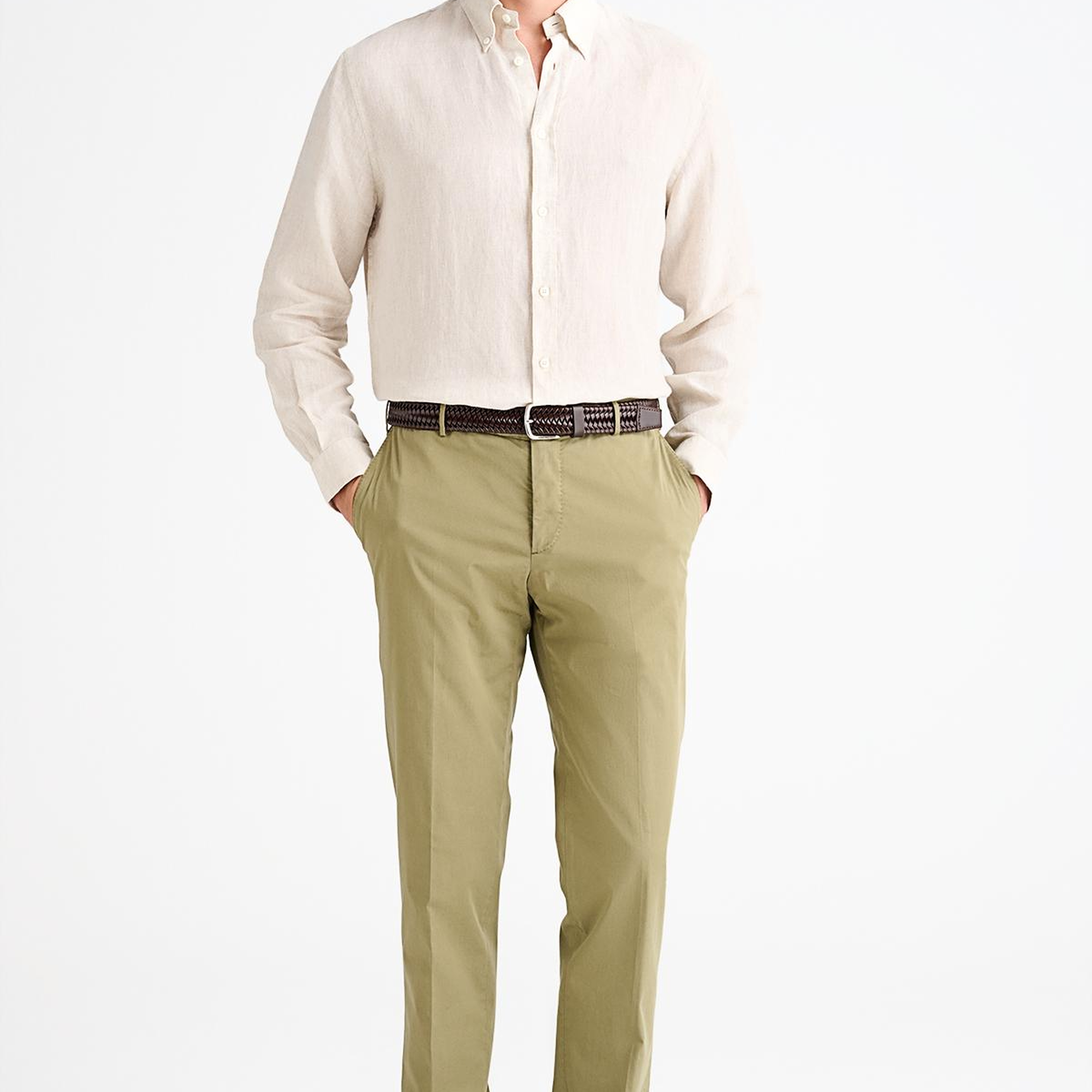 Erkek Yeşil Slim Fit Elastik Bel Bantlı Büzgü İpli Pantolon