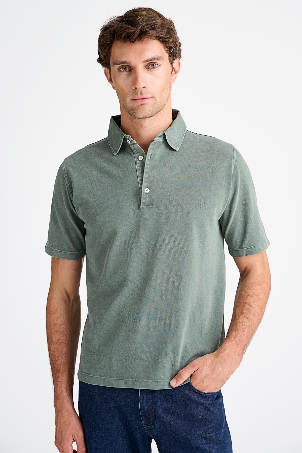 Erkek Yeşil Pike Polo Yaka T-Shirt