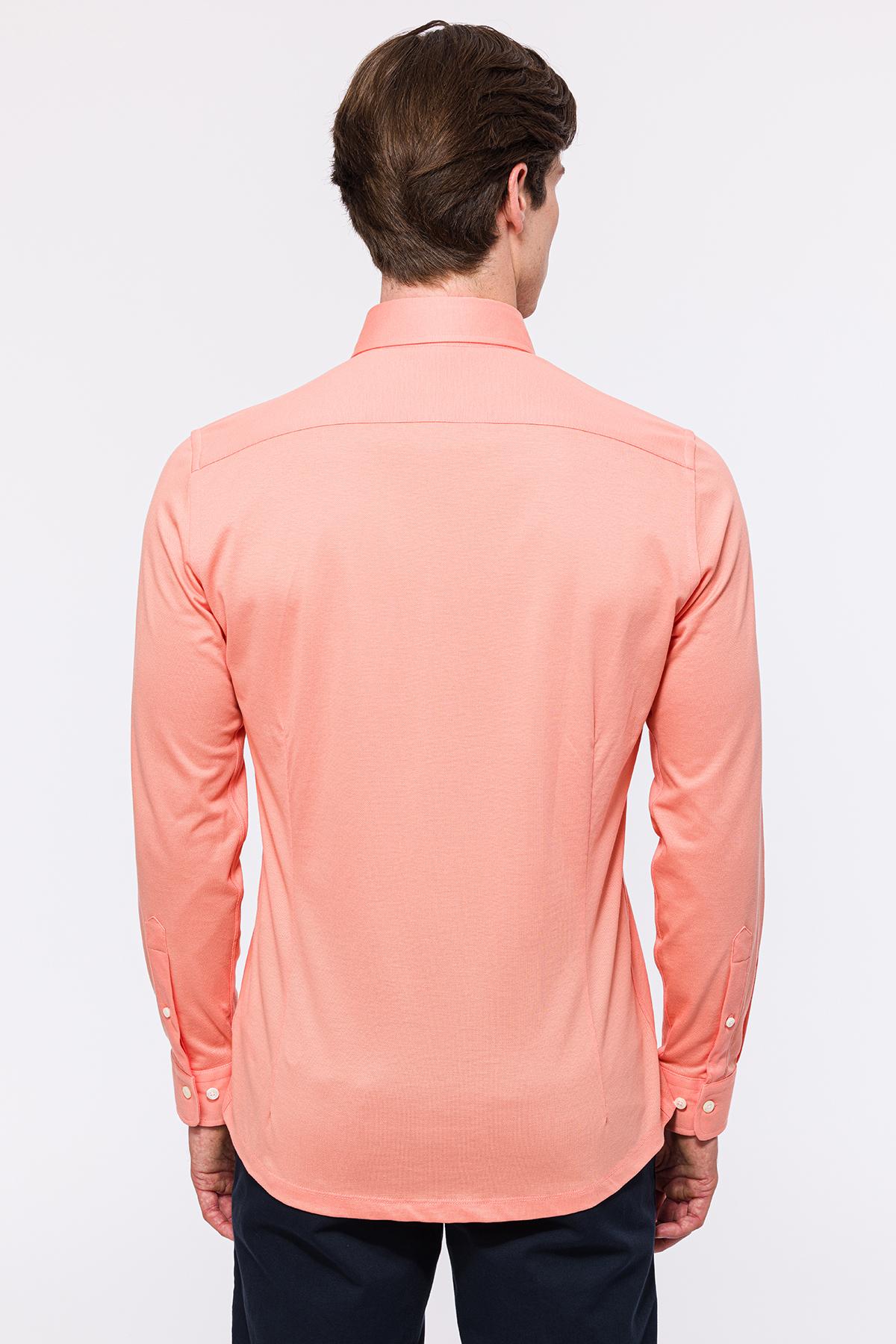 Erkek Pembe Cooper Fit Düğmeli Yaka Pike Gömlek