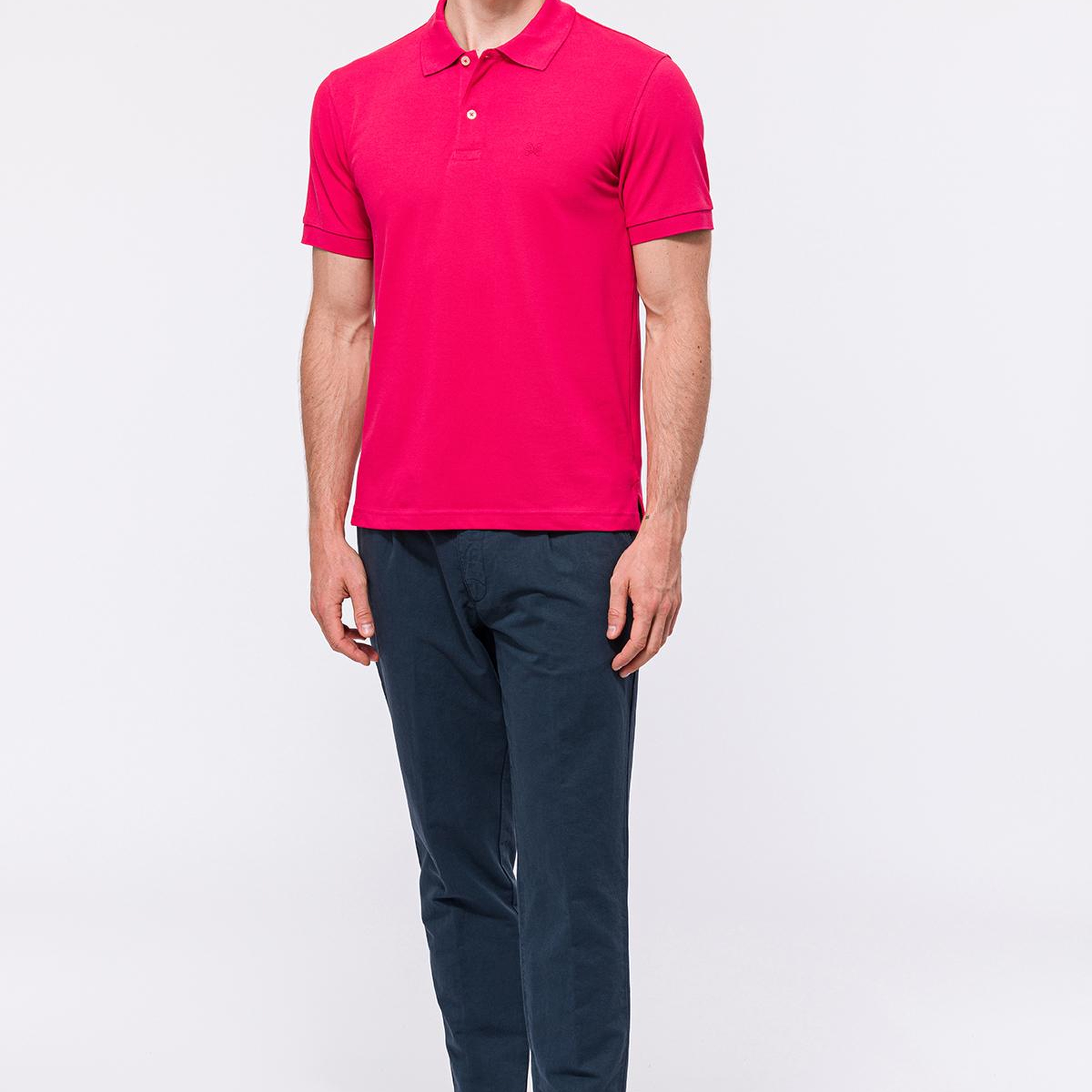 Erkek Koyu Pembe Kısa Kollu Polo Yaka T-Shirt