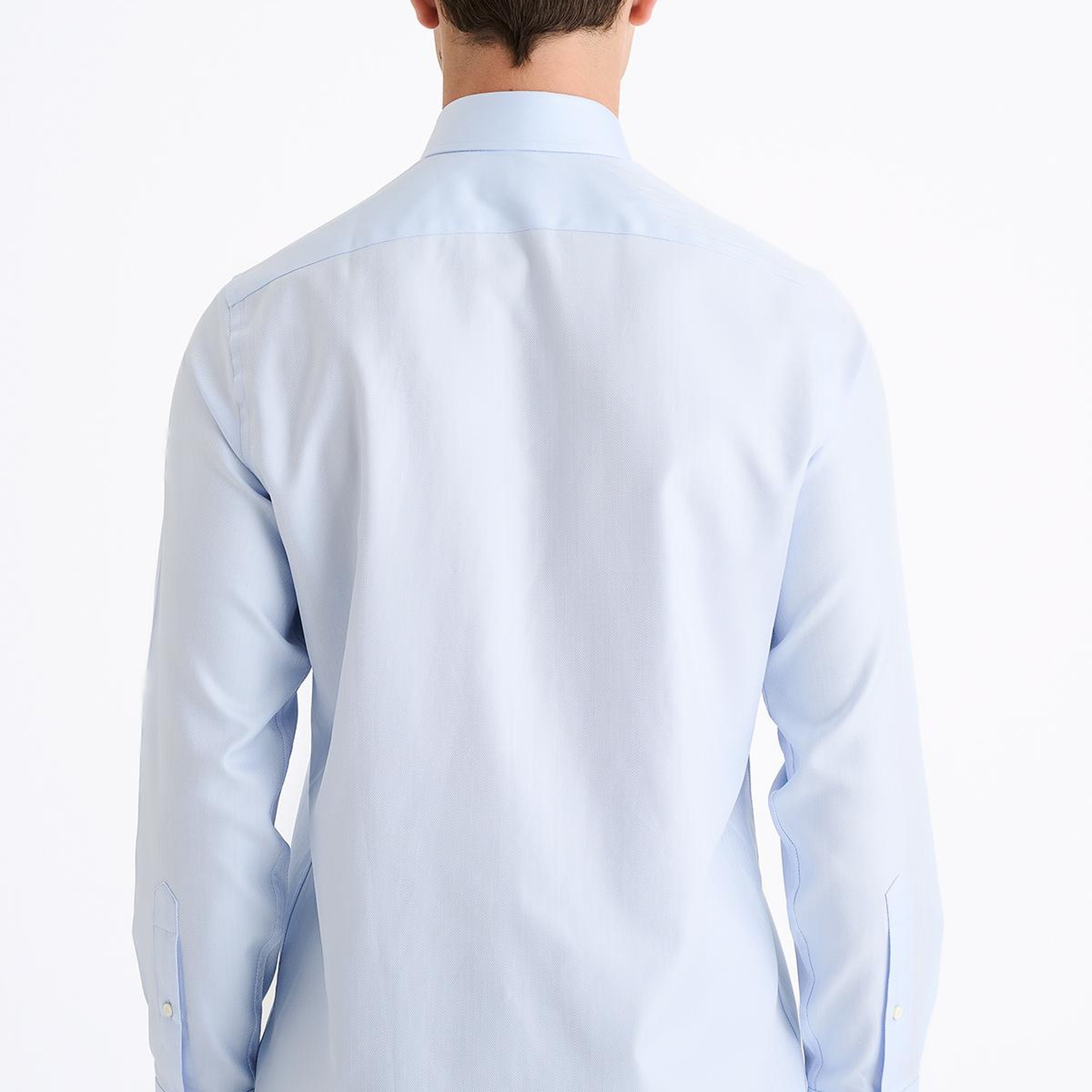 Erkek Mavi Cooper Fit Kravat Yaka Balıksırtı Klasik Gömlek