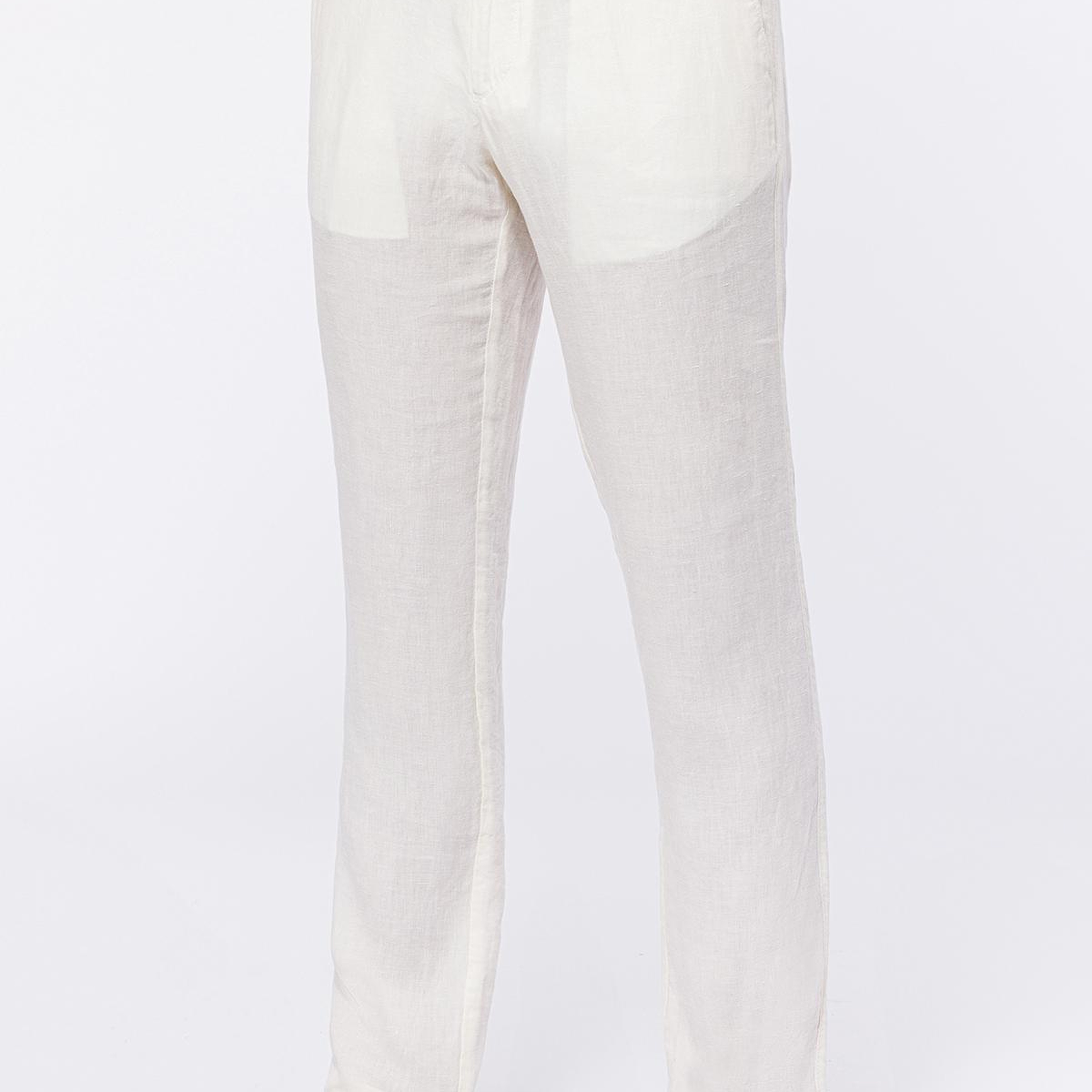 Erkek Beyaz Leomaster Bağcıklı Keten Pantolon