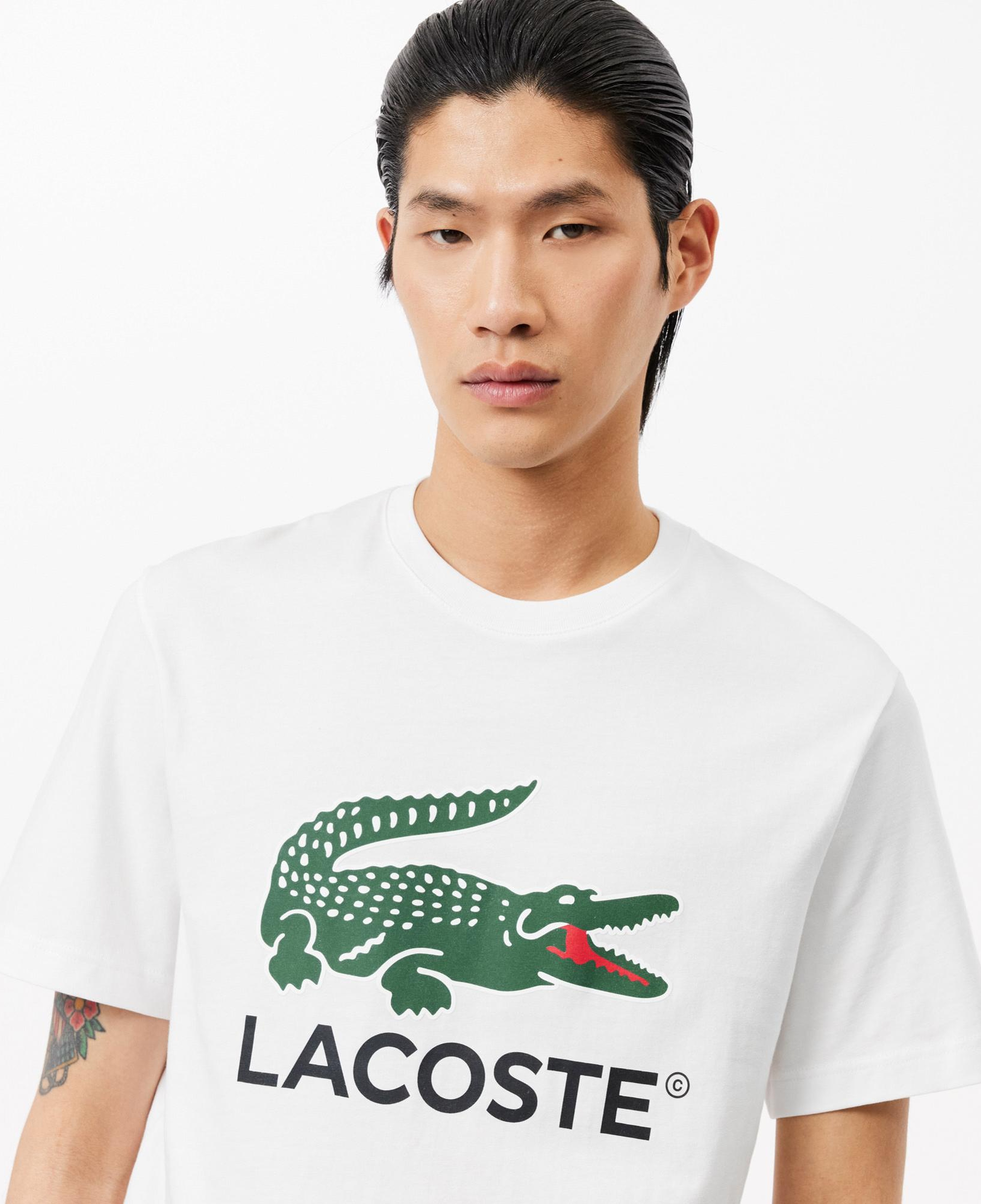 Lacoste Erkek Regular Fit Bisiklet Yaka Baskılı Beyaz T-Shirt