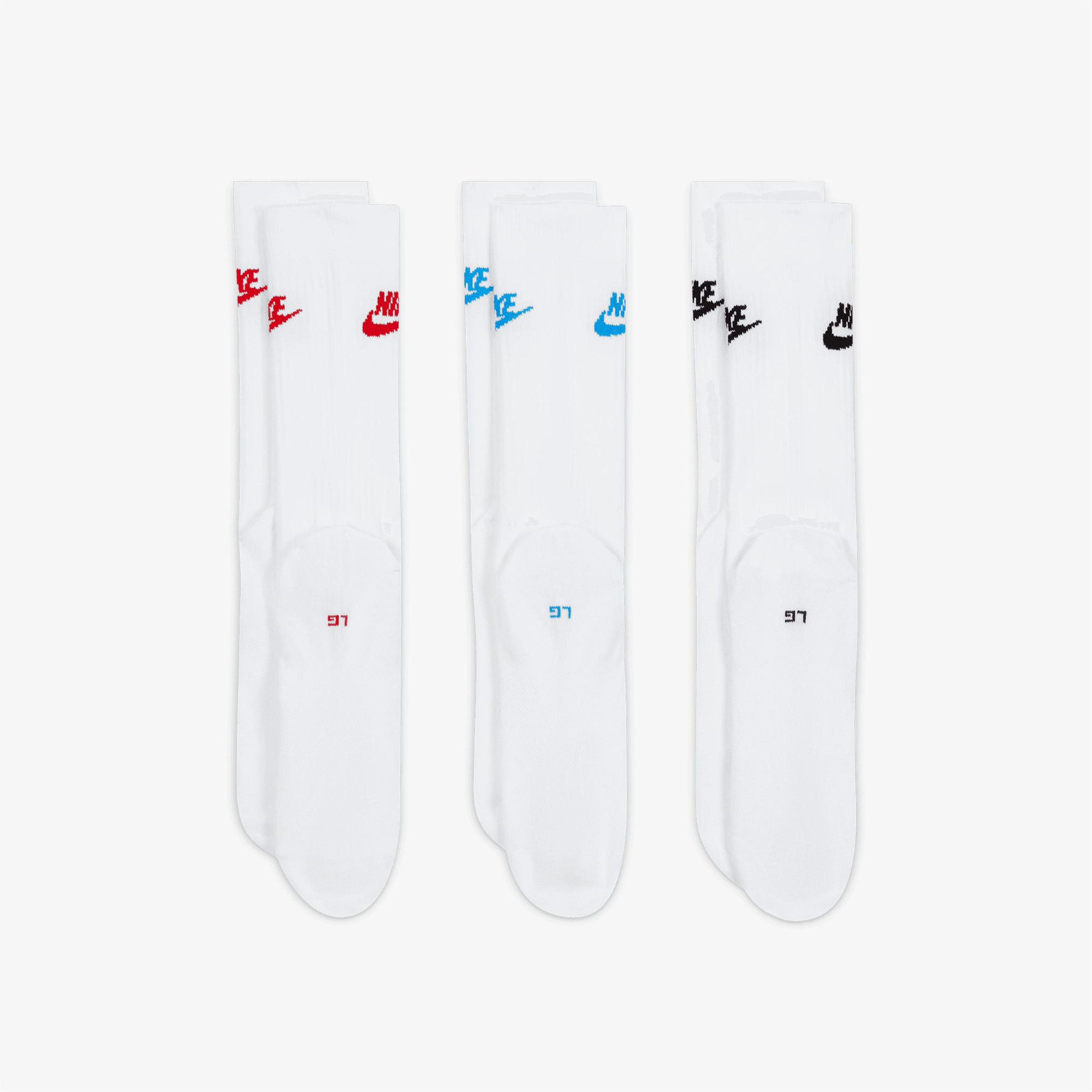 Nike Sportswear Everyday Essential Cr Unisex Renkli 3'lü Çorap