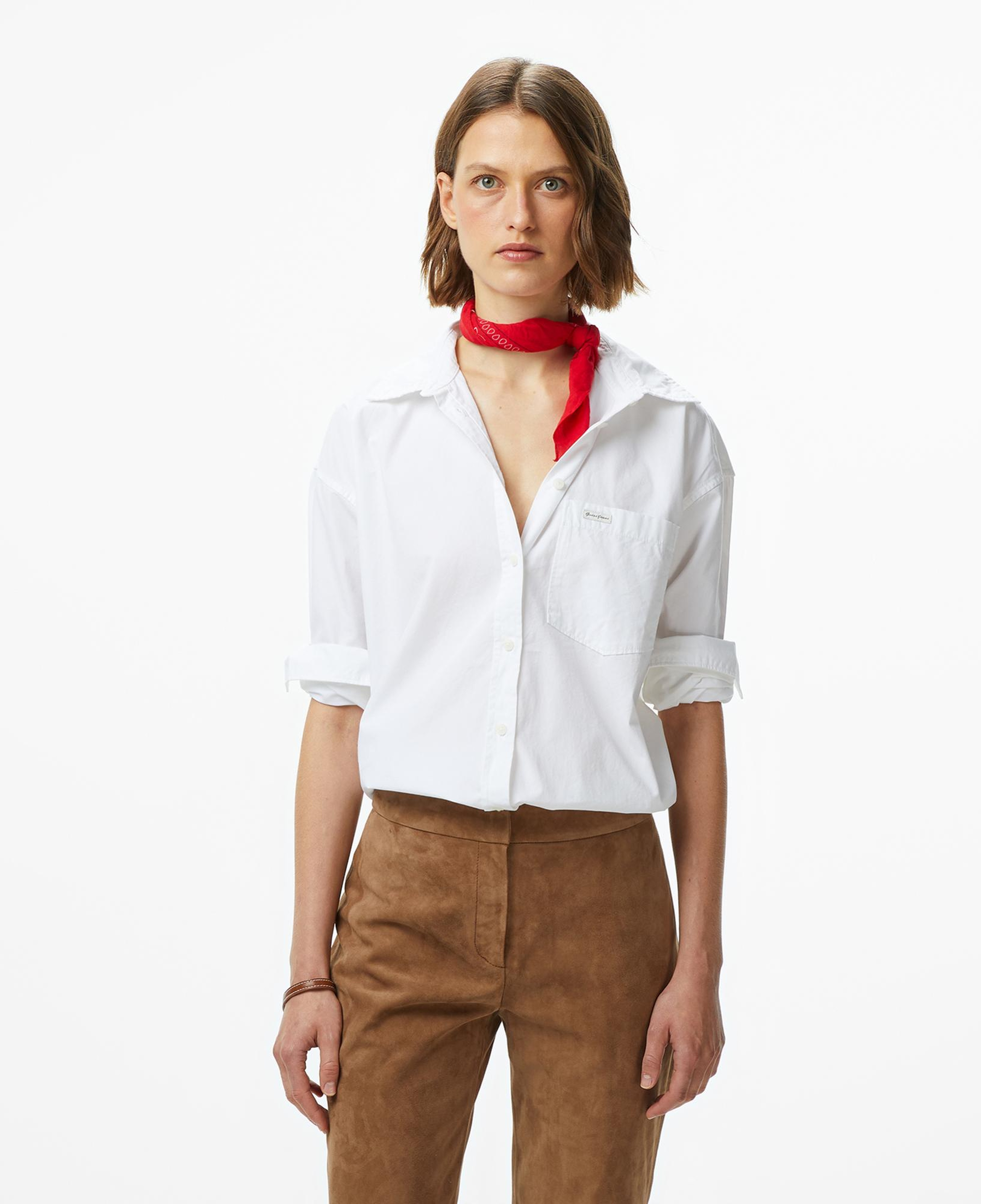 Guess Oversized Cepli Kadın Beyaz Gömlek