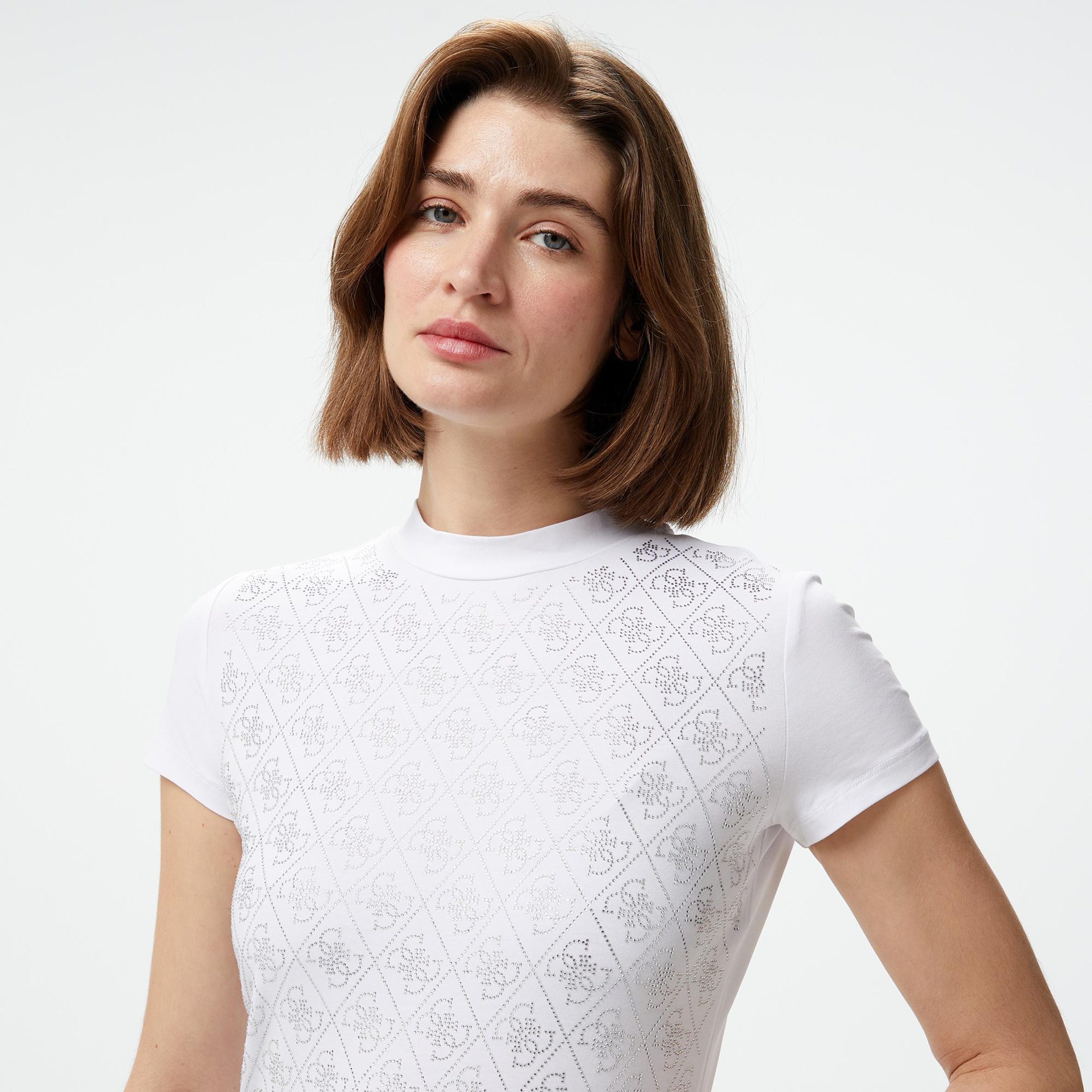 Guess Mock Kadın Beyaz T-Shirt