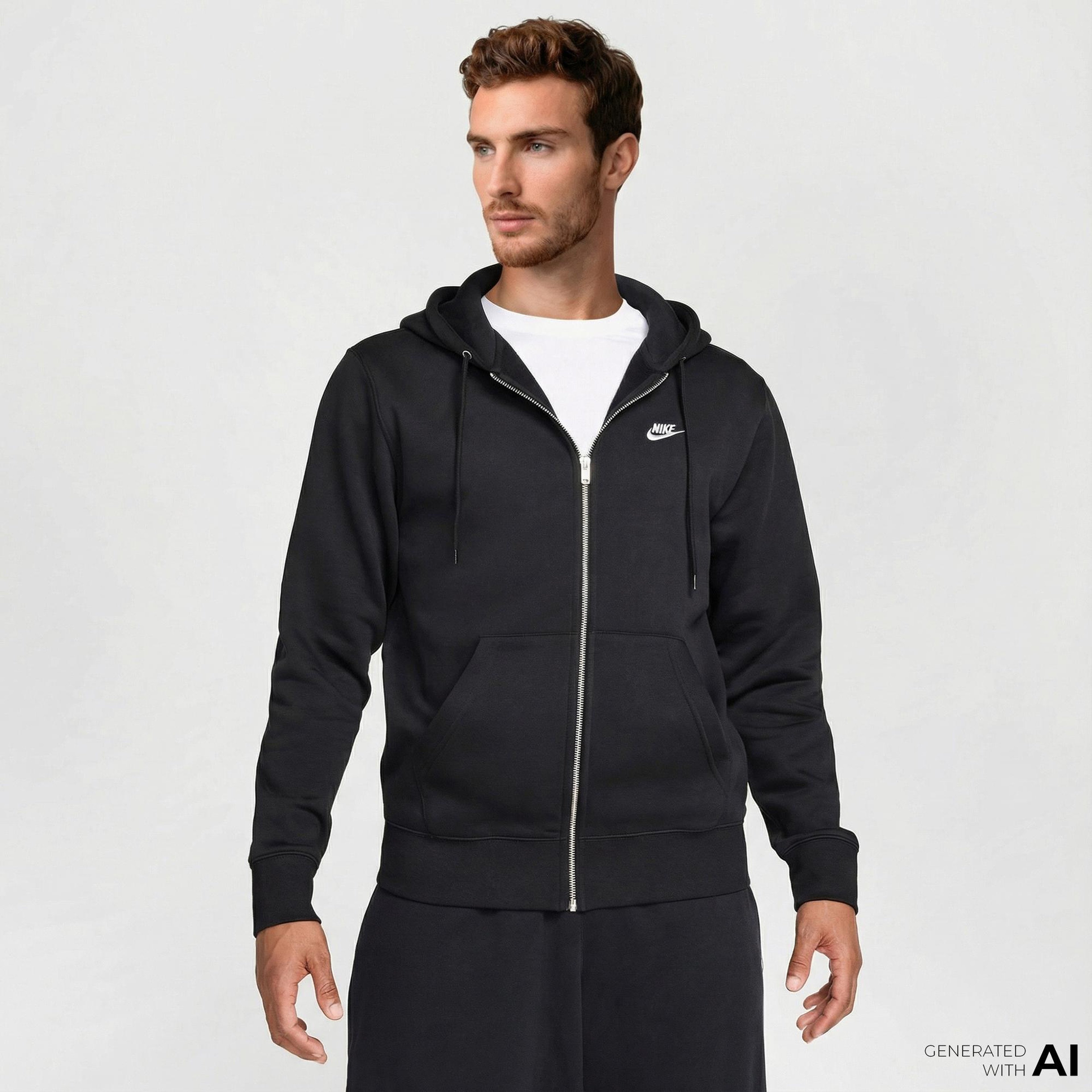 Nike Club Erkek Siyah Kapüşonlu Hoodie