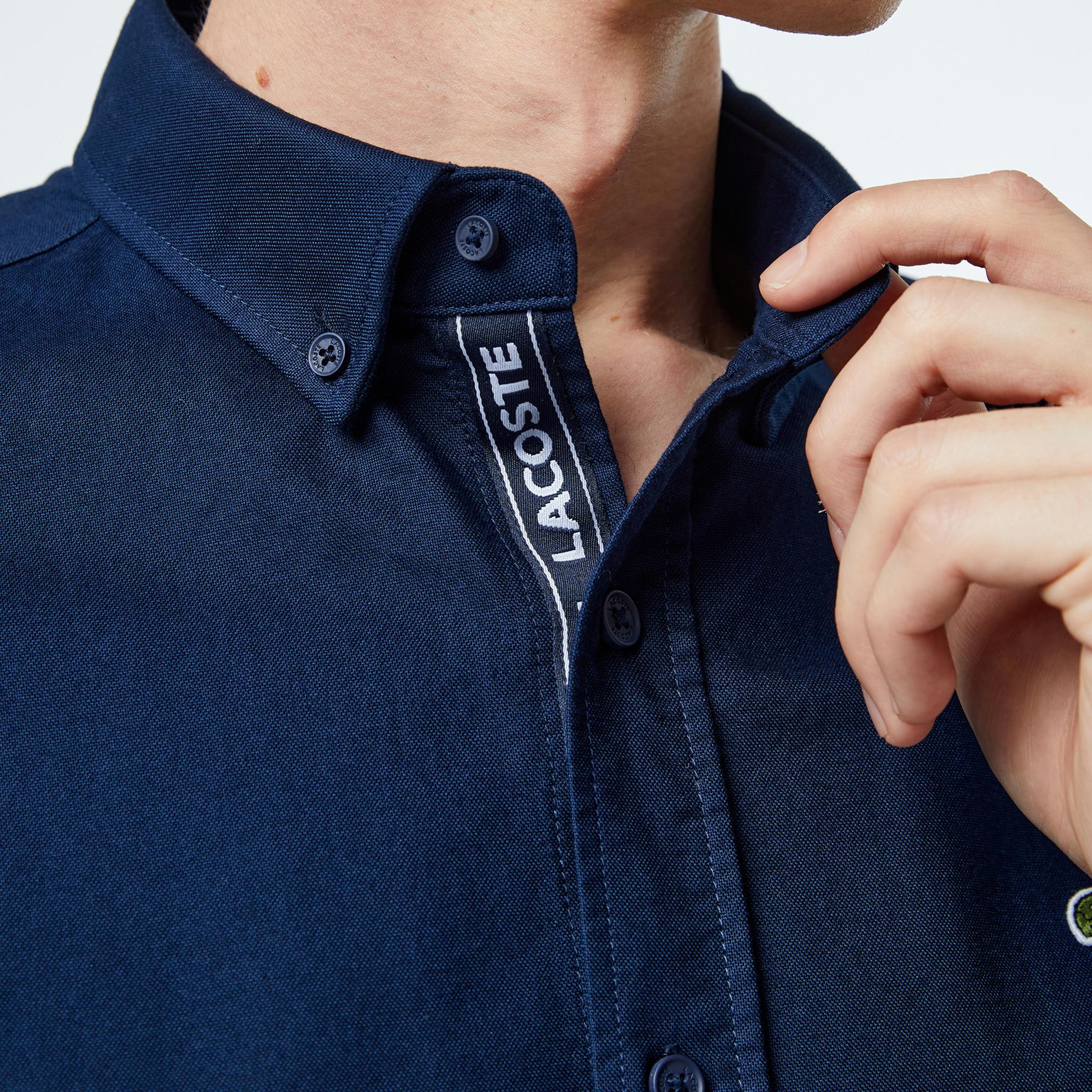 Lacoste Erkek Slim Fit Düğmeli Yaka Lacivert Gömlek