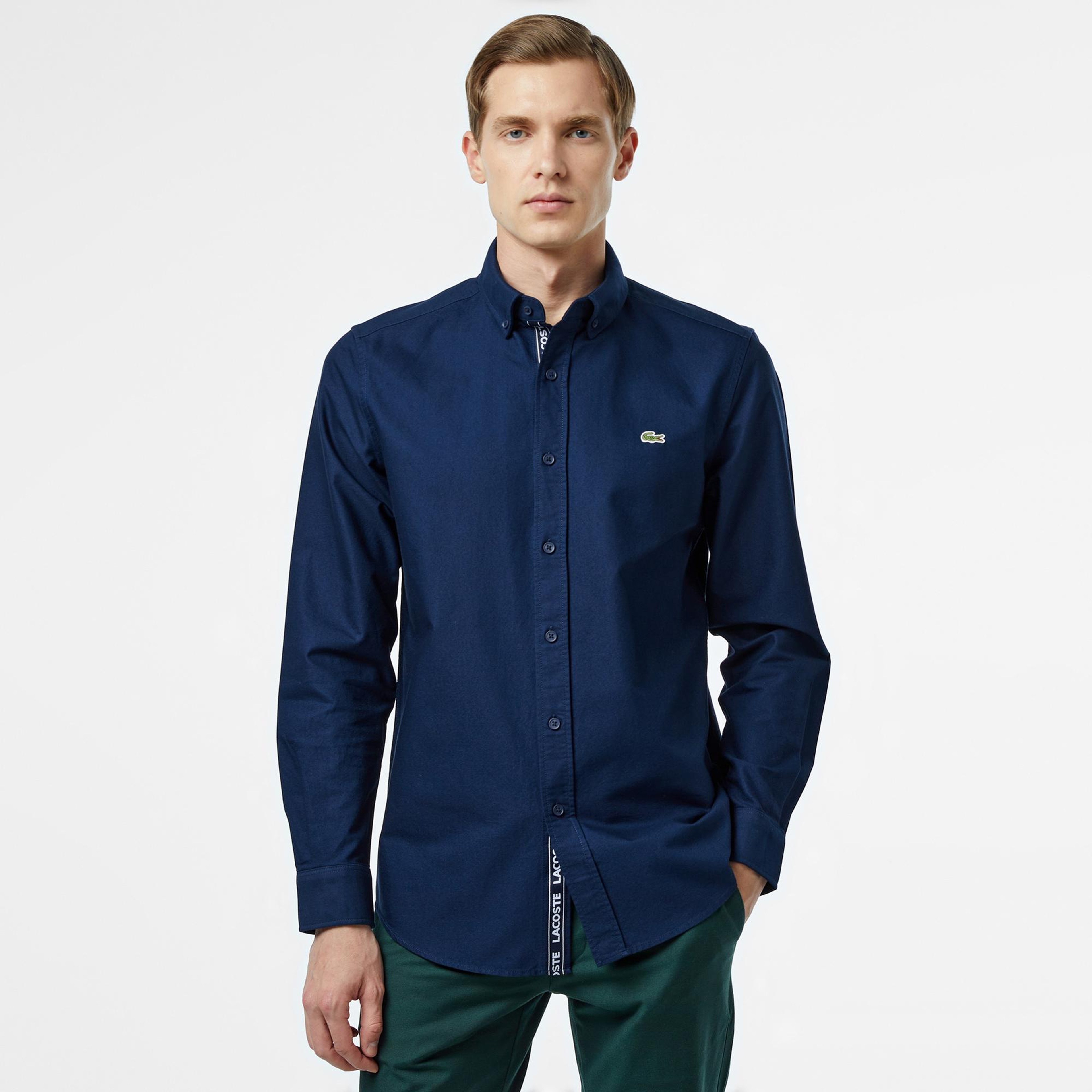 Lacoste Erkek Slim Fit Düğmeli Yaka Lacivert Gömlek