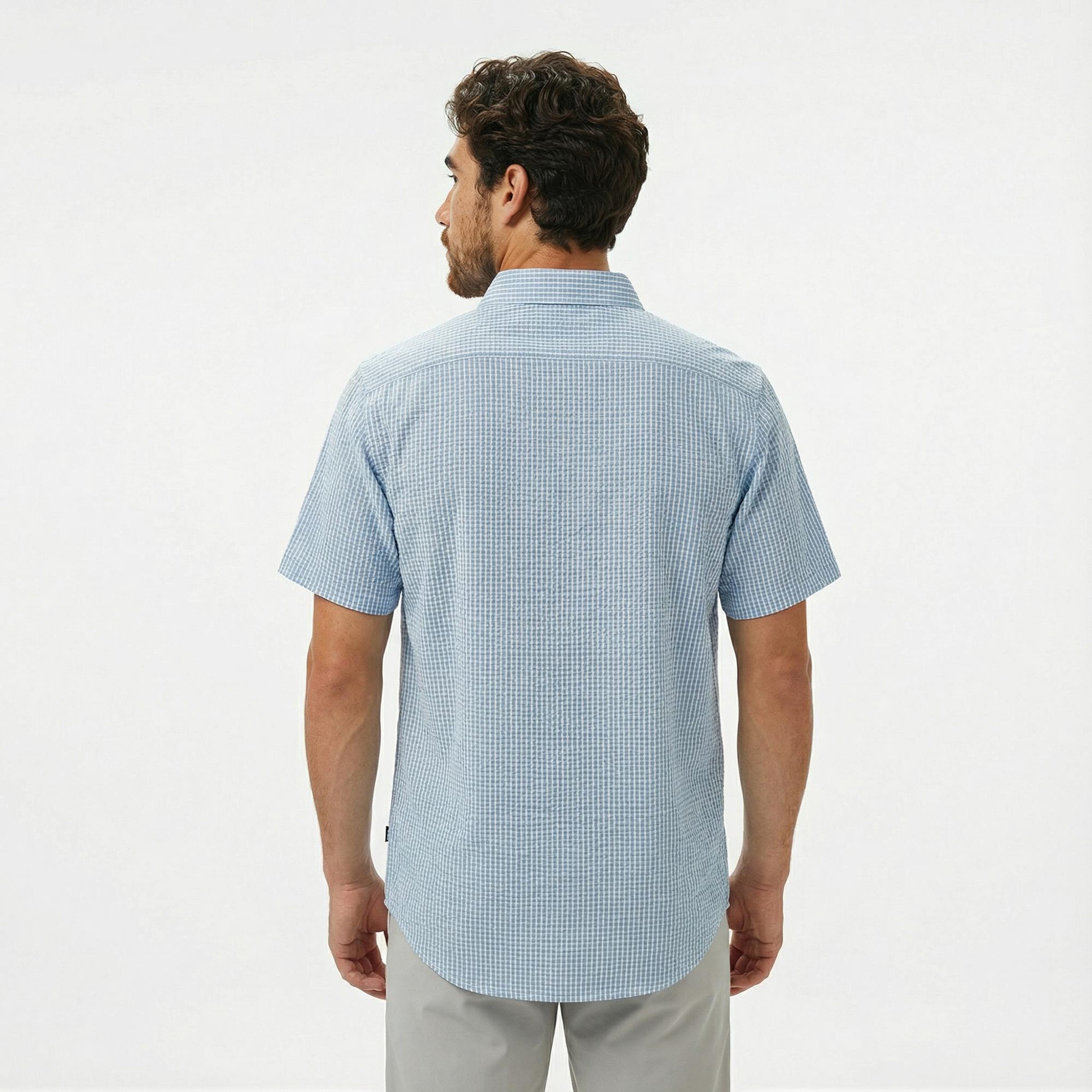 Nautica Erkek Mavi Classic Fit Çizgili Gömlek