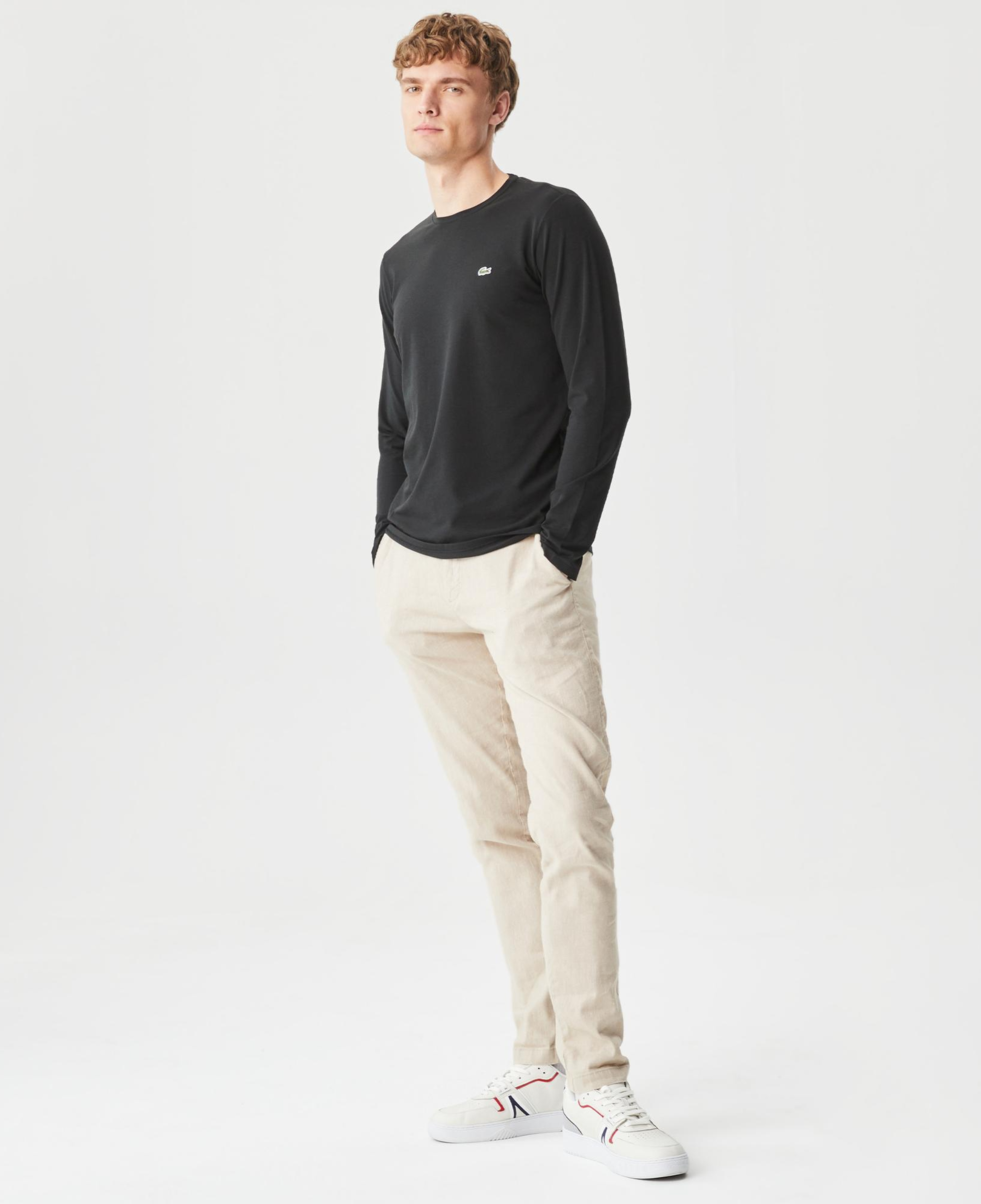 Lacoste Erkek Regular Fit Uzun Kollu Bisiklet Yaka Siyah T-Shirt