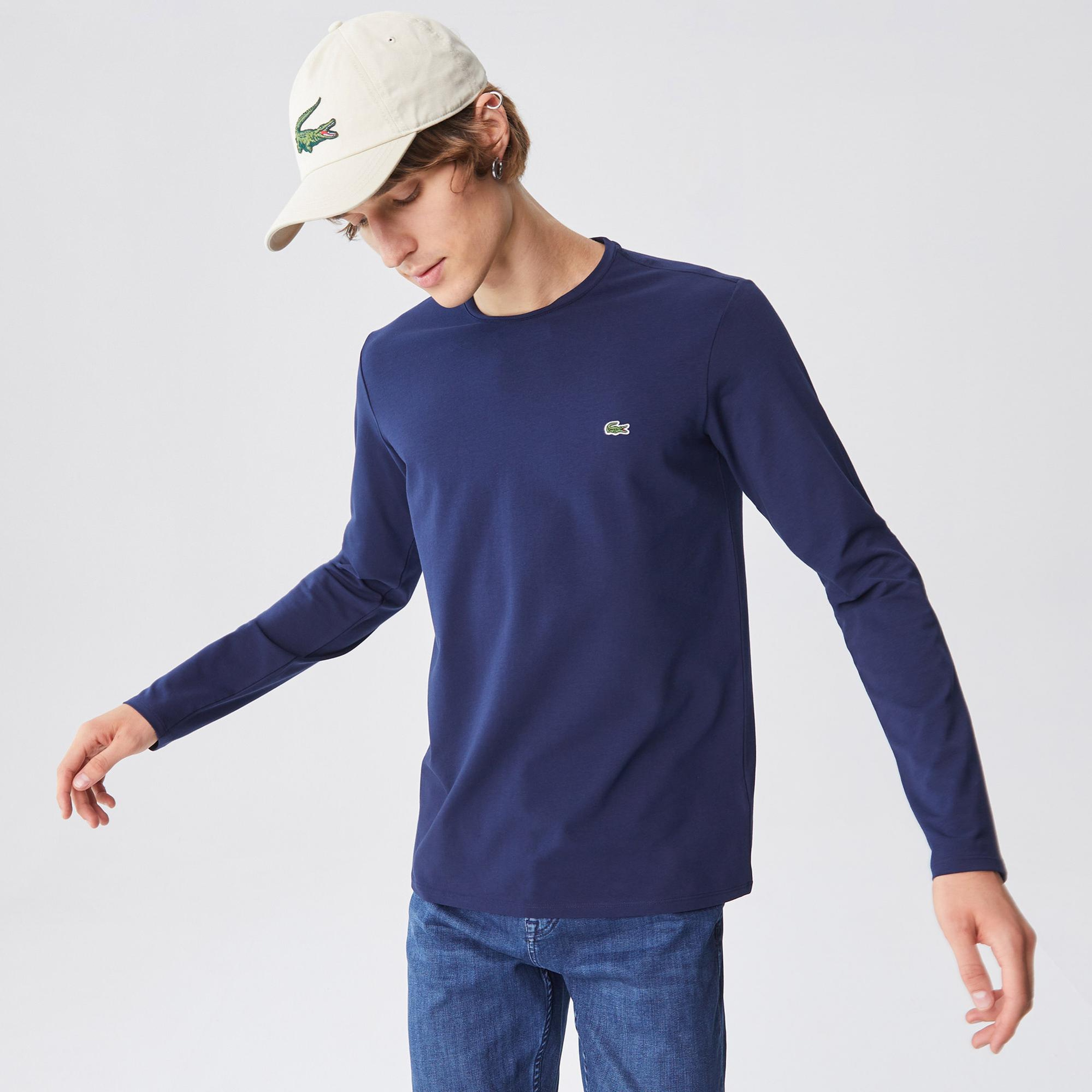 Lacoste Erkek Regular Fit Uzun Kollu Bisiklet Yaka Lacivert T-Shirt