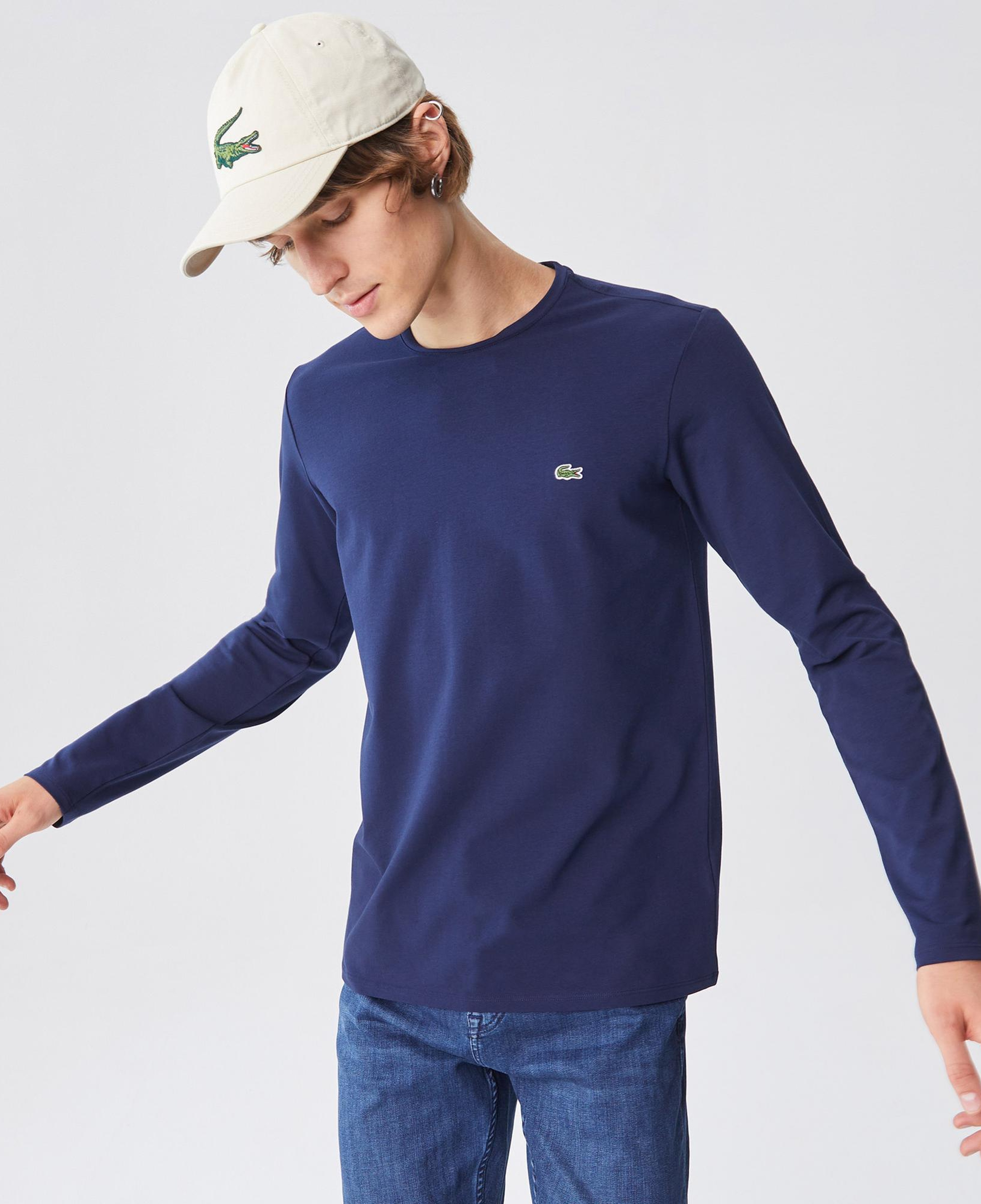 Lacoste Erkek Regular Fit Uzun Kollu Bisiklet Yaka Lacivert T-Shirt