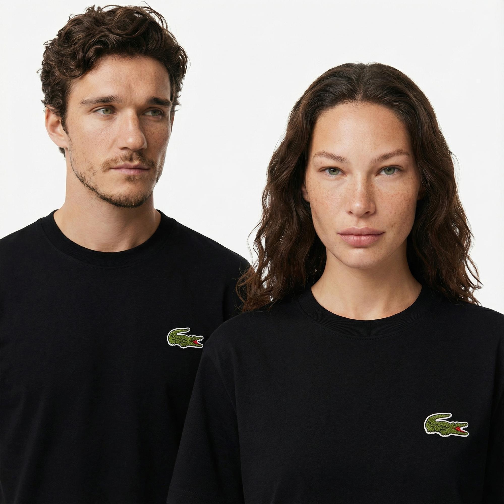 Lacoste Unisex Loose Fit Bisiklet Yaka Siyah T-Shirt