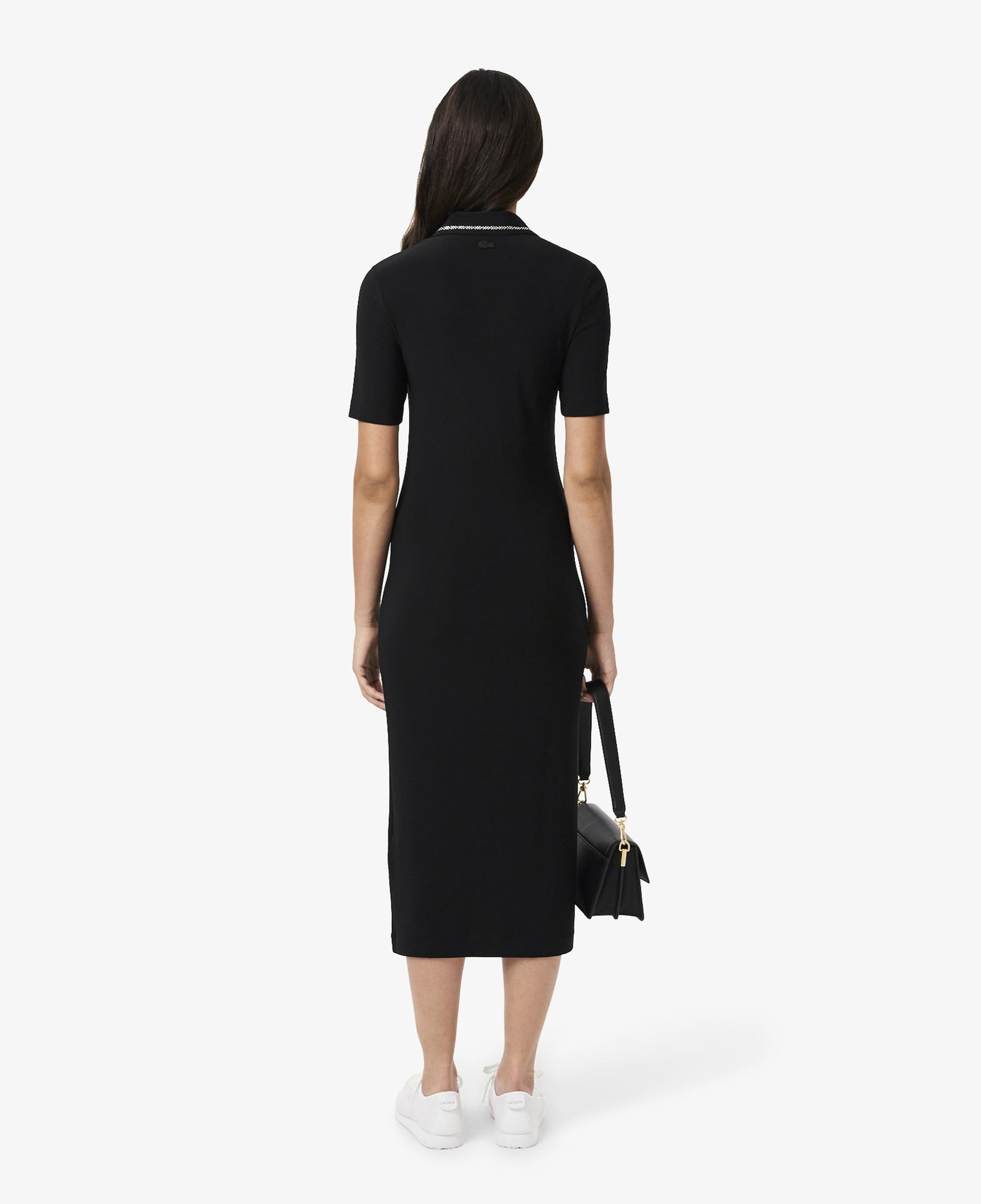 Lacoste Kadın Slim Fit Kısa Kollu Polo Yaka Siyah Elbise